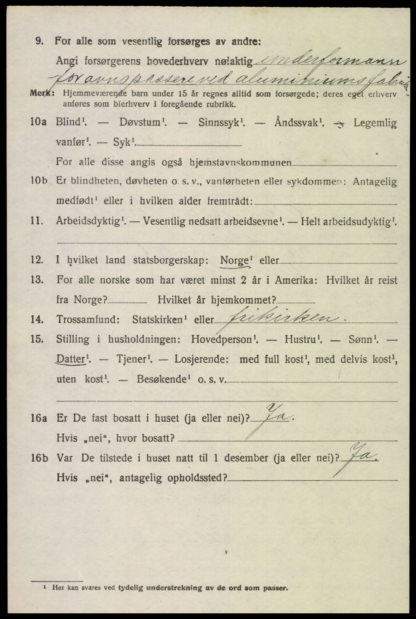 SAK, 1920 census for Vennesla, 1920, p. 2359