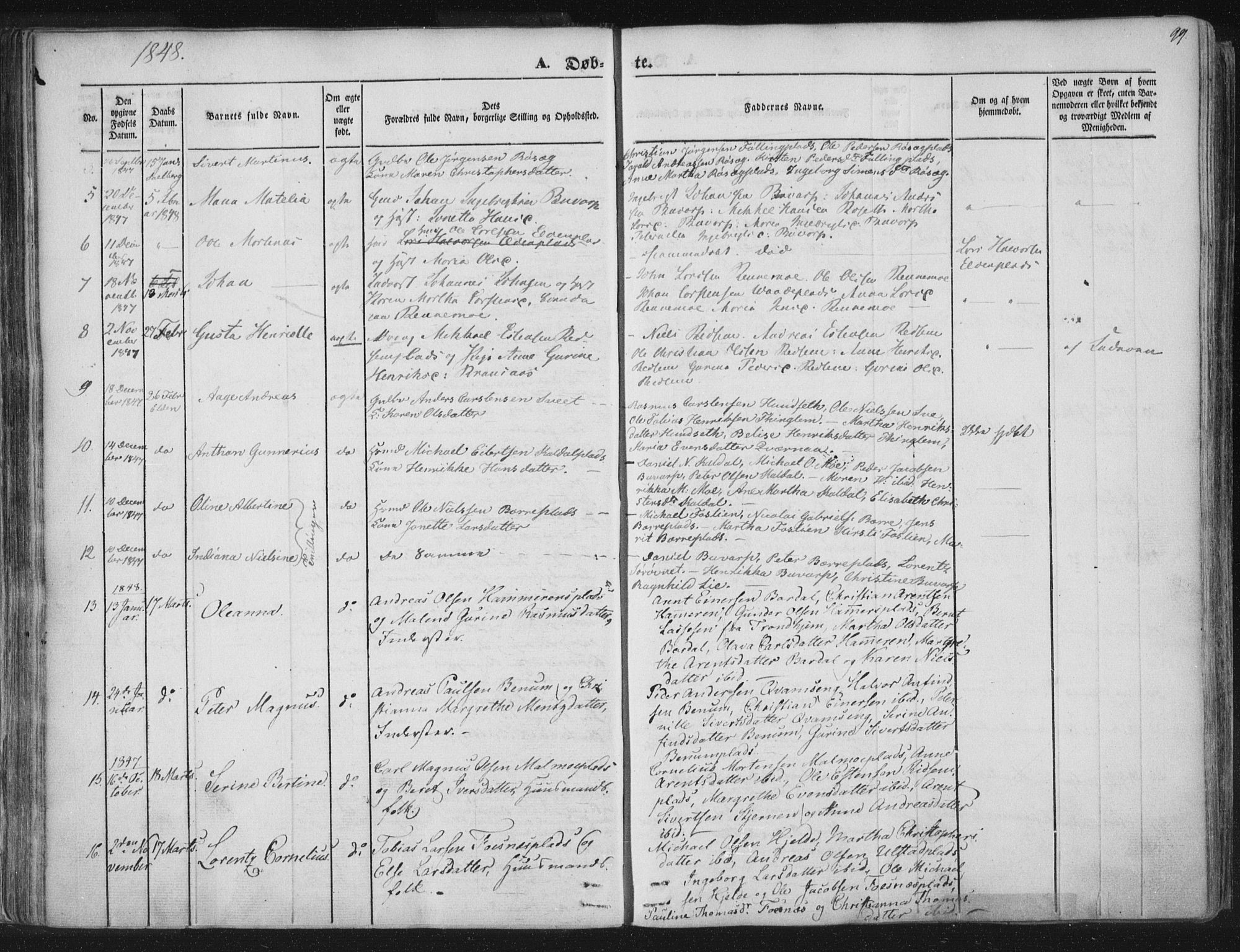 Ministerialprotokoller, klokkerbøker og fødselsregistre - Nord-Trøndelag, SAT/A-1458/741/L0392: Parish register (official) no. 741A06, 1836-1848, p. 99