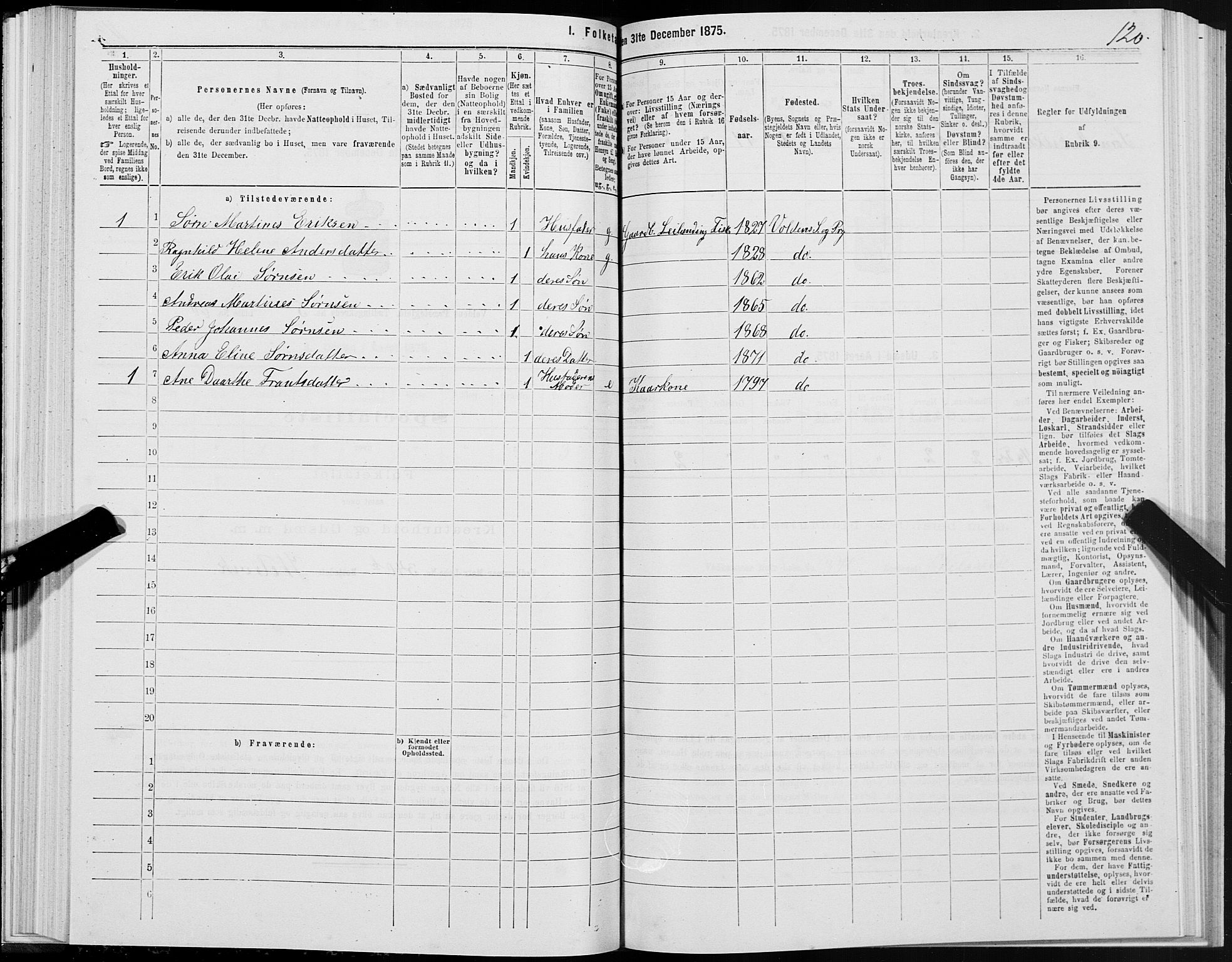 SAT, 1875 census for 1519P Volda, 1875, p. 4120