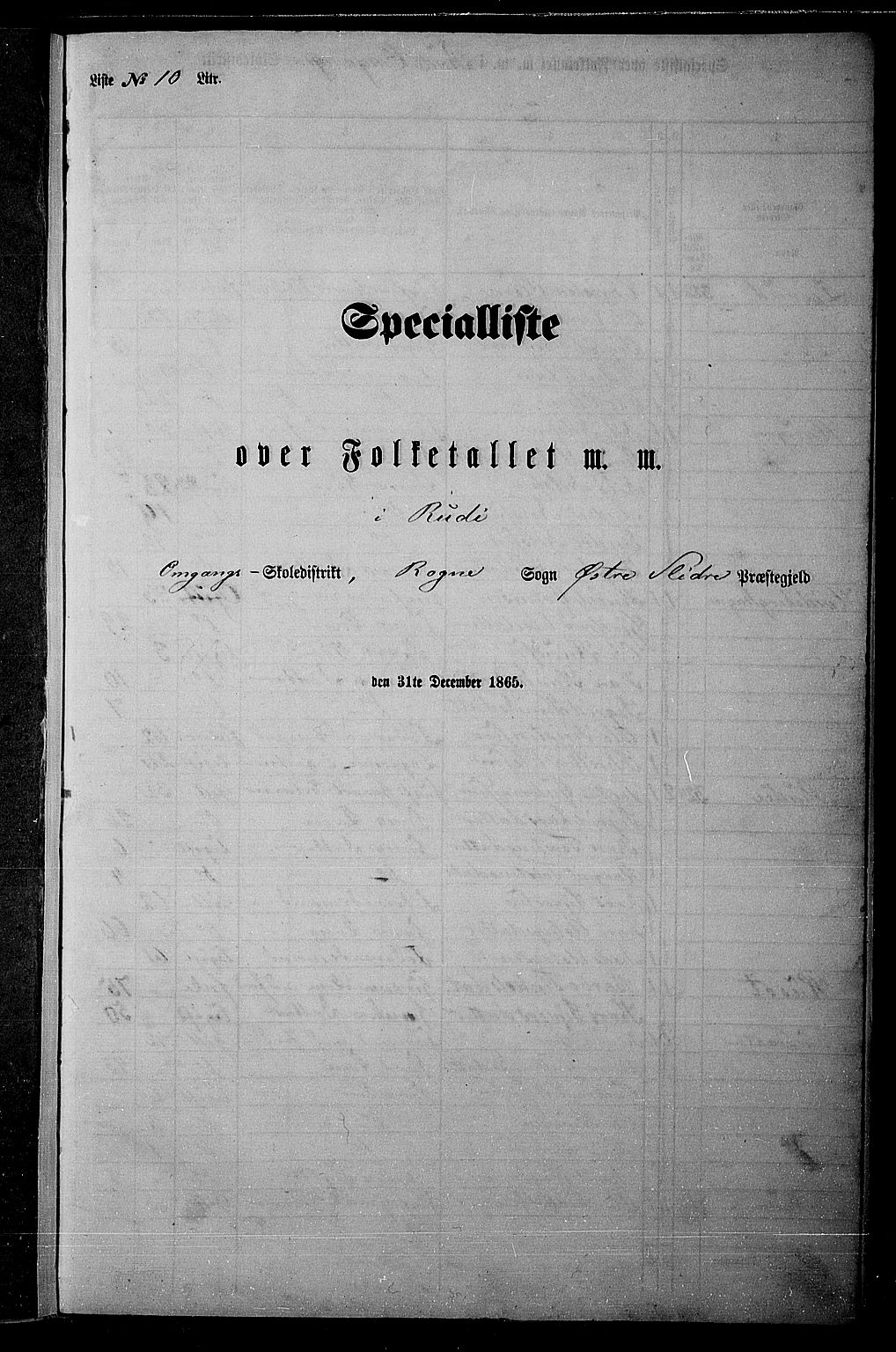 RA, 1865 census for Øystre Slidre, 1865, p. 115