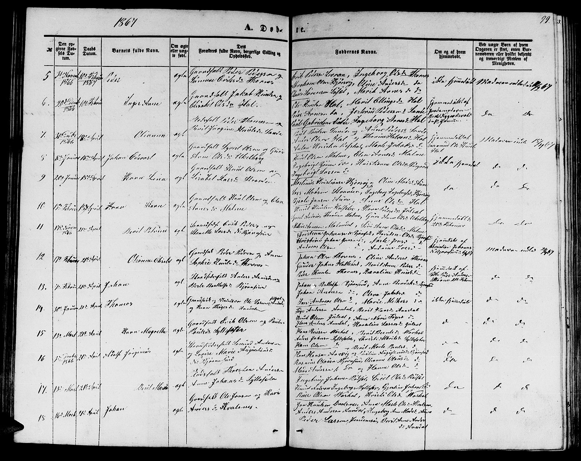 Ministerialprotokoller, klokkerbøker og fødselsregistre - Møre og Romsdal, SAT/A-1454/565/L0753: Parish register (copy) no. 565C02, 1845-1870, p. 99