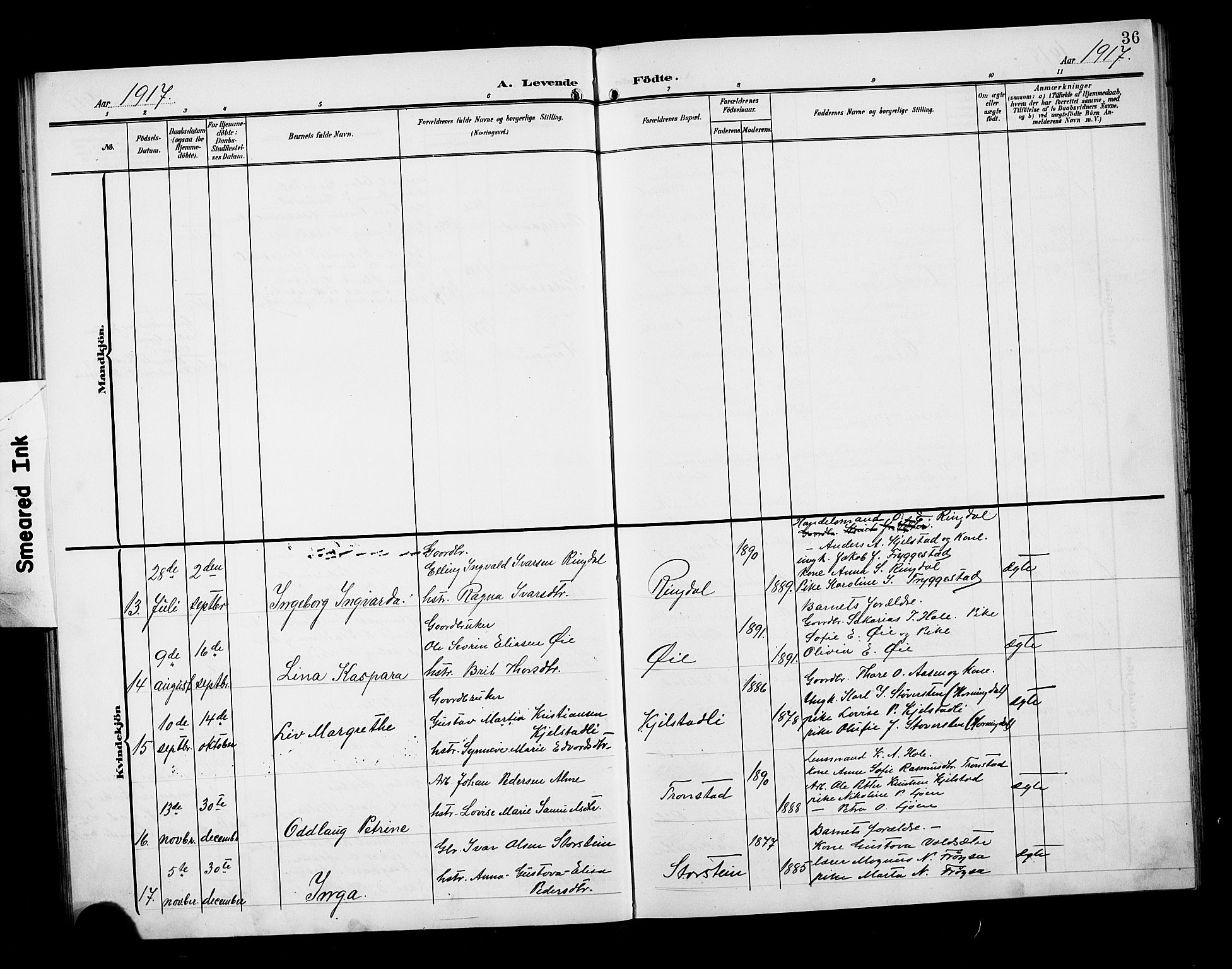 Ministerialprotokoller, klokkerbøker og fødselsregistre - Møre og Romsdal, AV/SAT-A-1454/517/L0231: Parish register (copy) no. 517C04, 1904-1918, p. 36