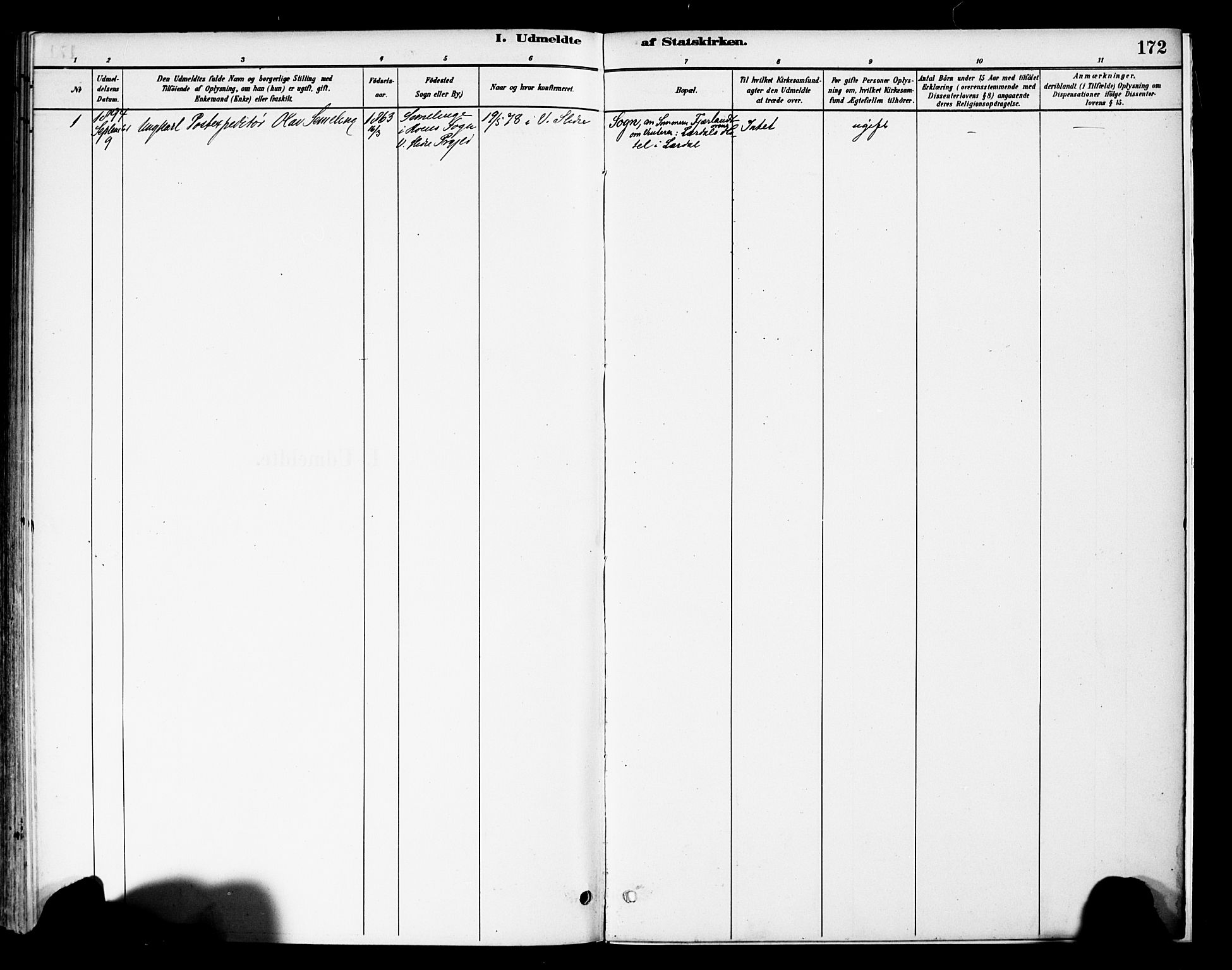 Vestre Slidre prestekontor, SAH/PREST-136/H/Ha/Haa/L0006: Parish register (official) no. 6, 1881-1912, p. 172