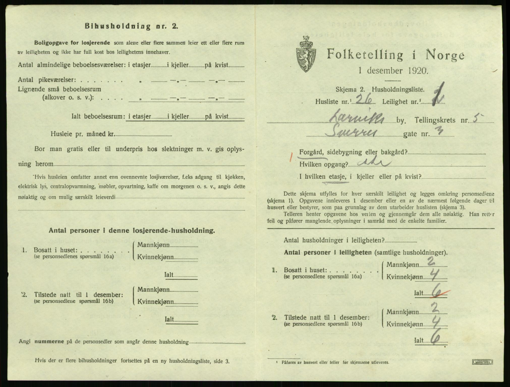 SAKO, 1920 census for Larvik, 1920, p. 4958