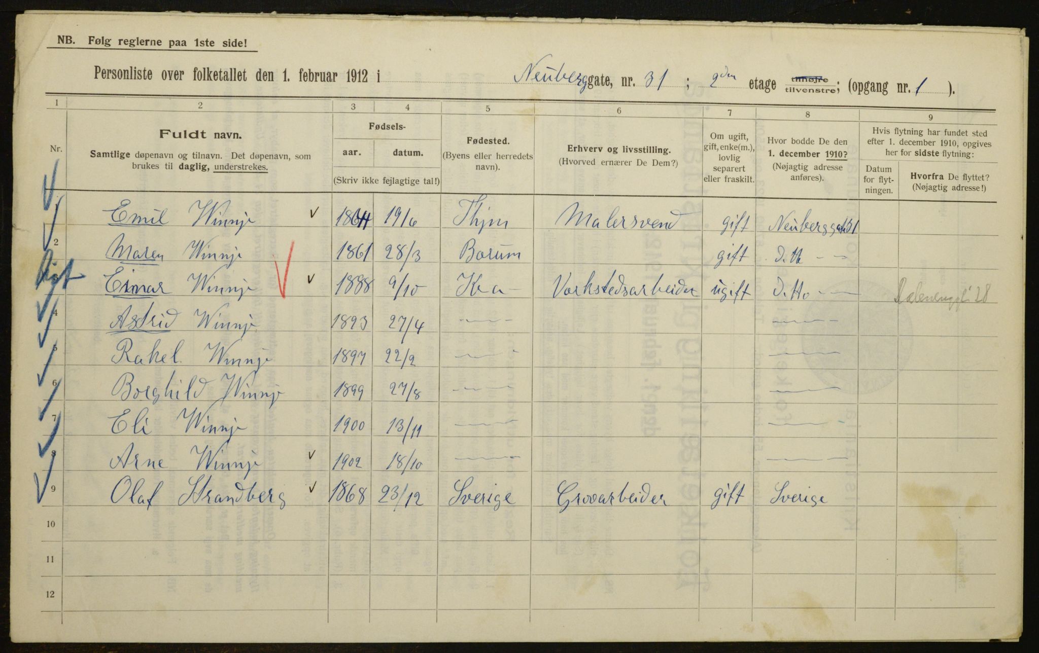 OBA, Municipal Census 1912 for Kristiania, 1912, p. 70715