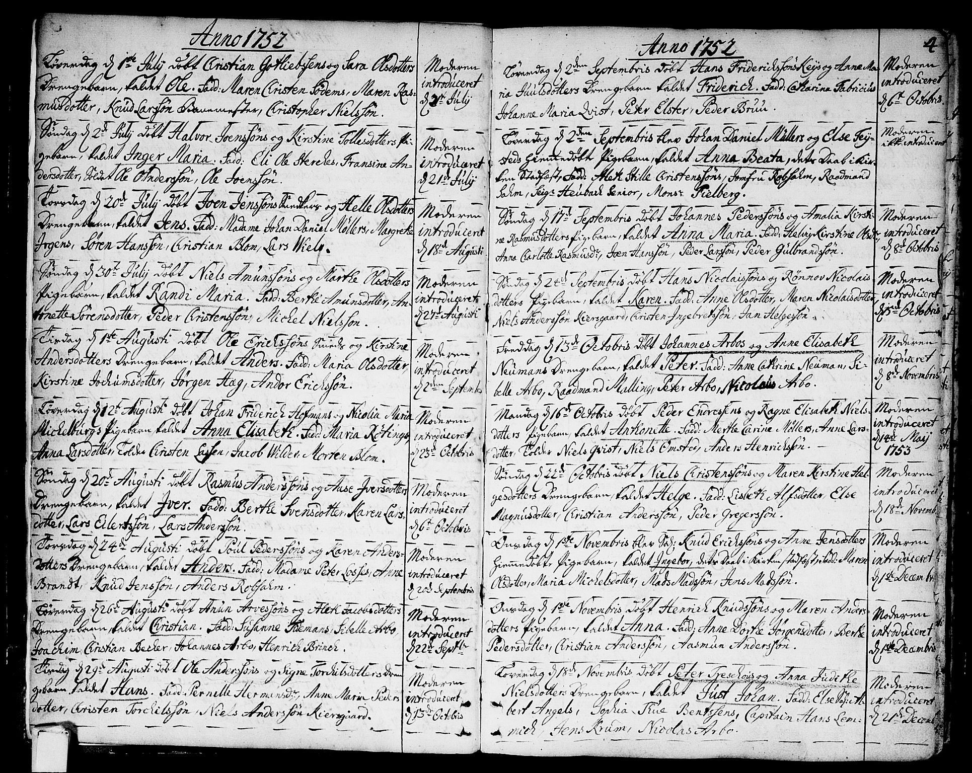 Strømsø kirkebøker, AV/SAKO-A-246/F/Fa/L0009: Parish register (official) no. I 9, 1752-1791, p. 4