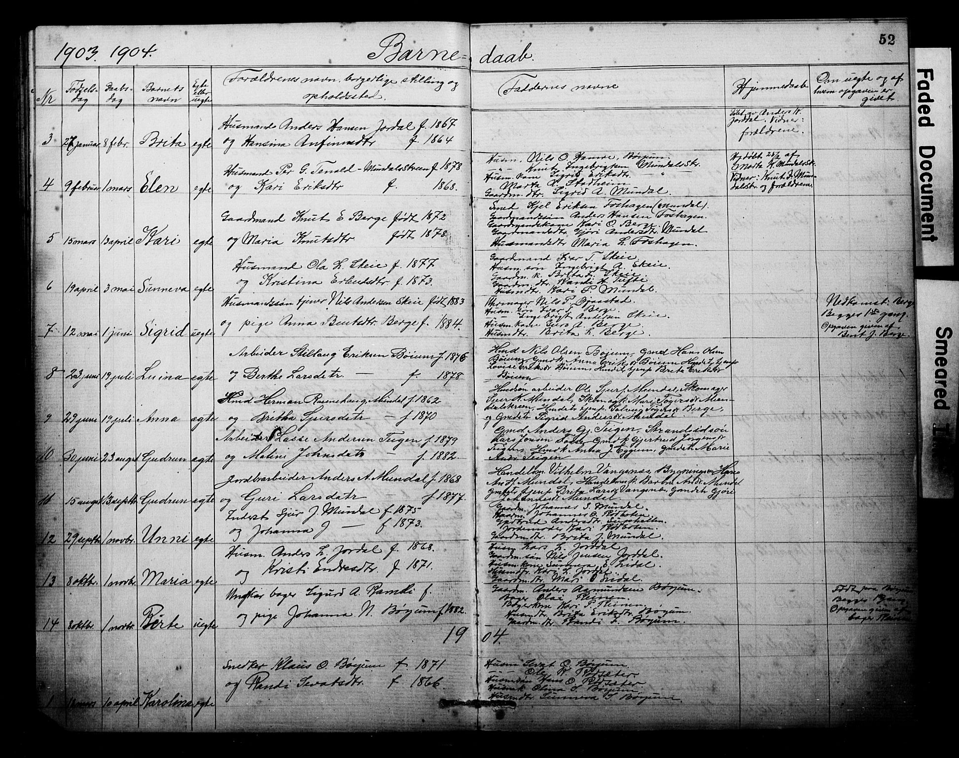Balestrand sokneprestembete, AV/SAB-A-79601/H/Hab/Habb/L0001a: Parish register (copy) no. B 1a, 1880-1916, p. 52