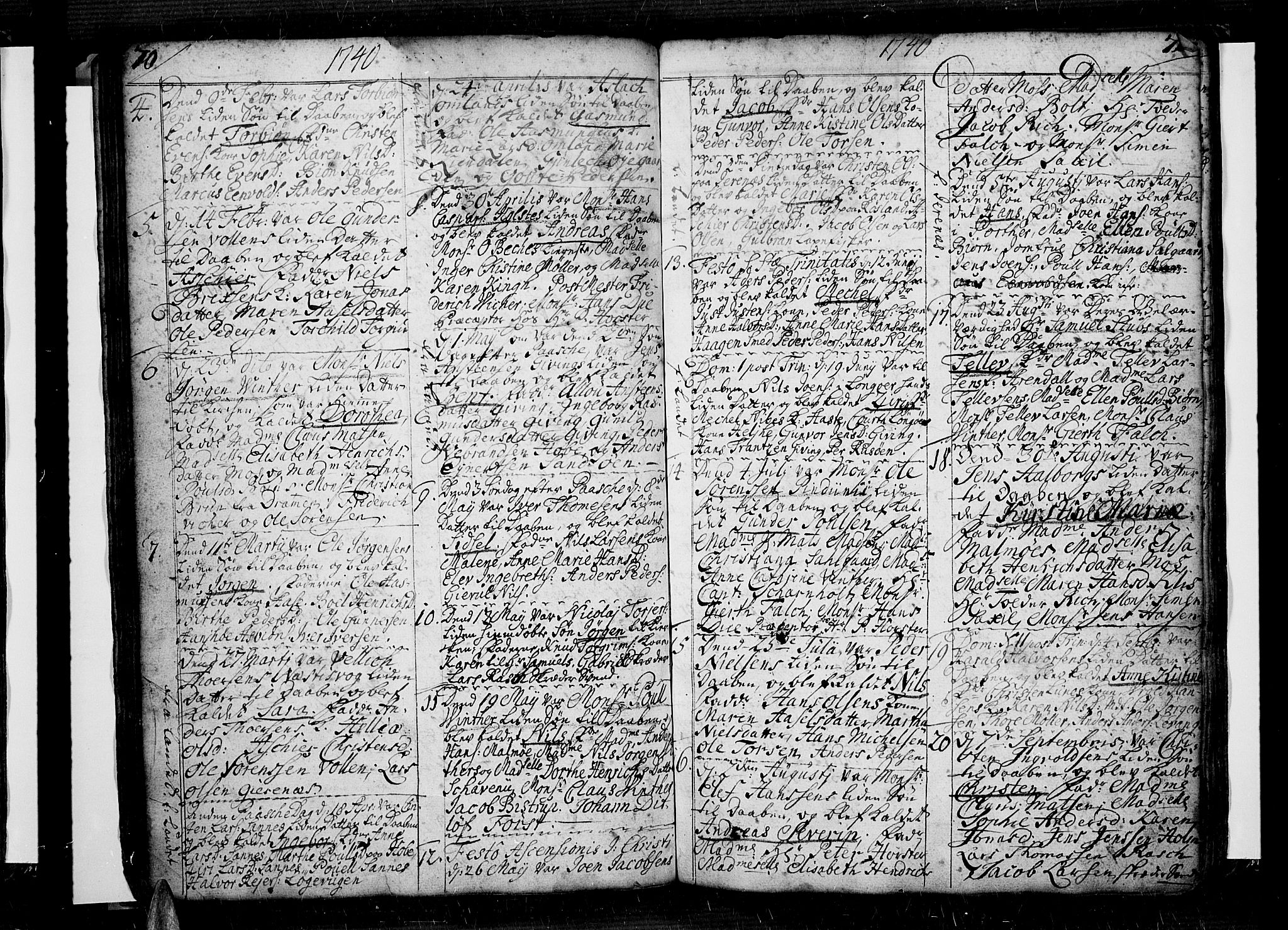 Risør sokneprestkontor, SAK/1111-0035/F/Fb/L0001: Parish register (copy) no. B 1, 1716-1747, p. 70-71