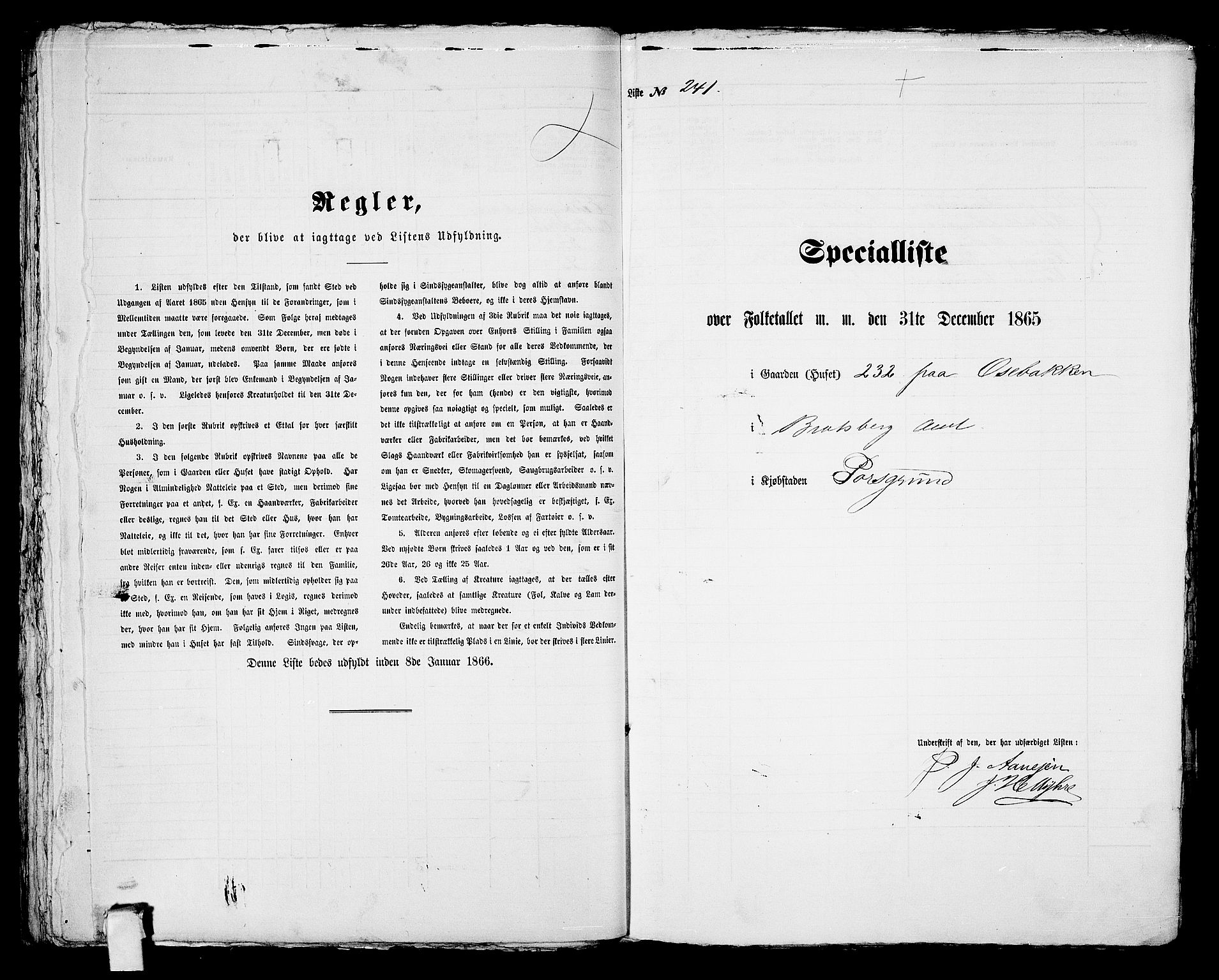 RA, 1865 census for Porsgrunn, 1865, p. 494