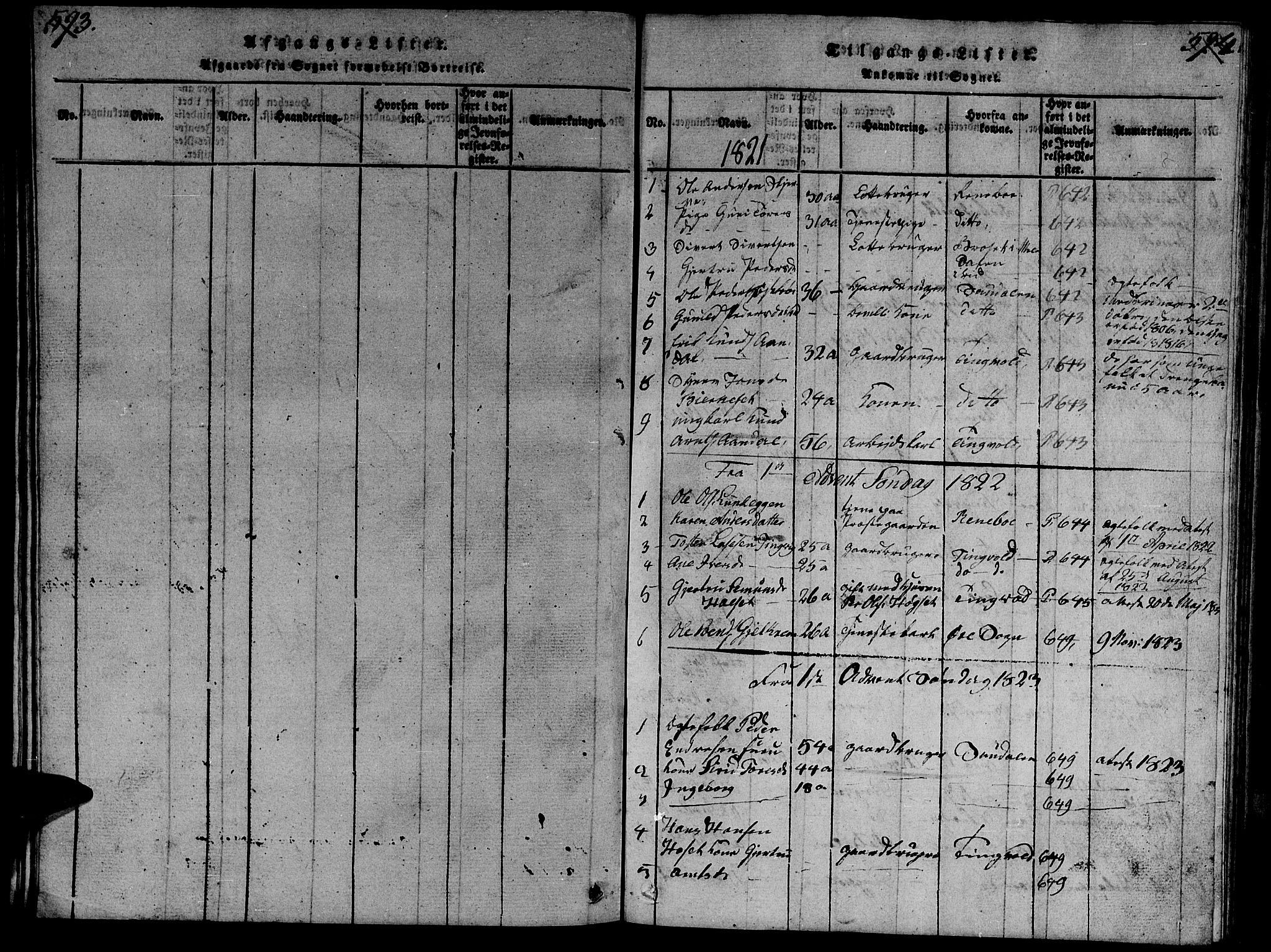 Ministerialprotokoller, klokkerbøker og fødselsregistre - Møre og Romsdal, SAT/A-1454/568/L0811: Parish register (copy) no. 568C01, 1819-1828, p. 593-594