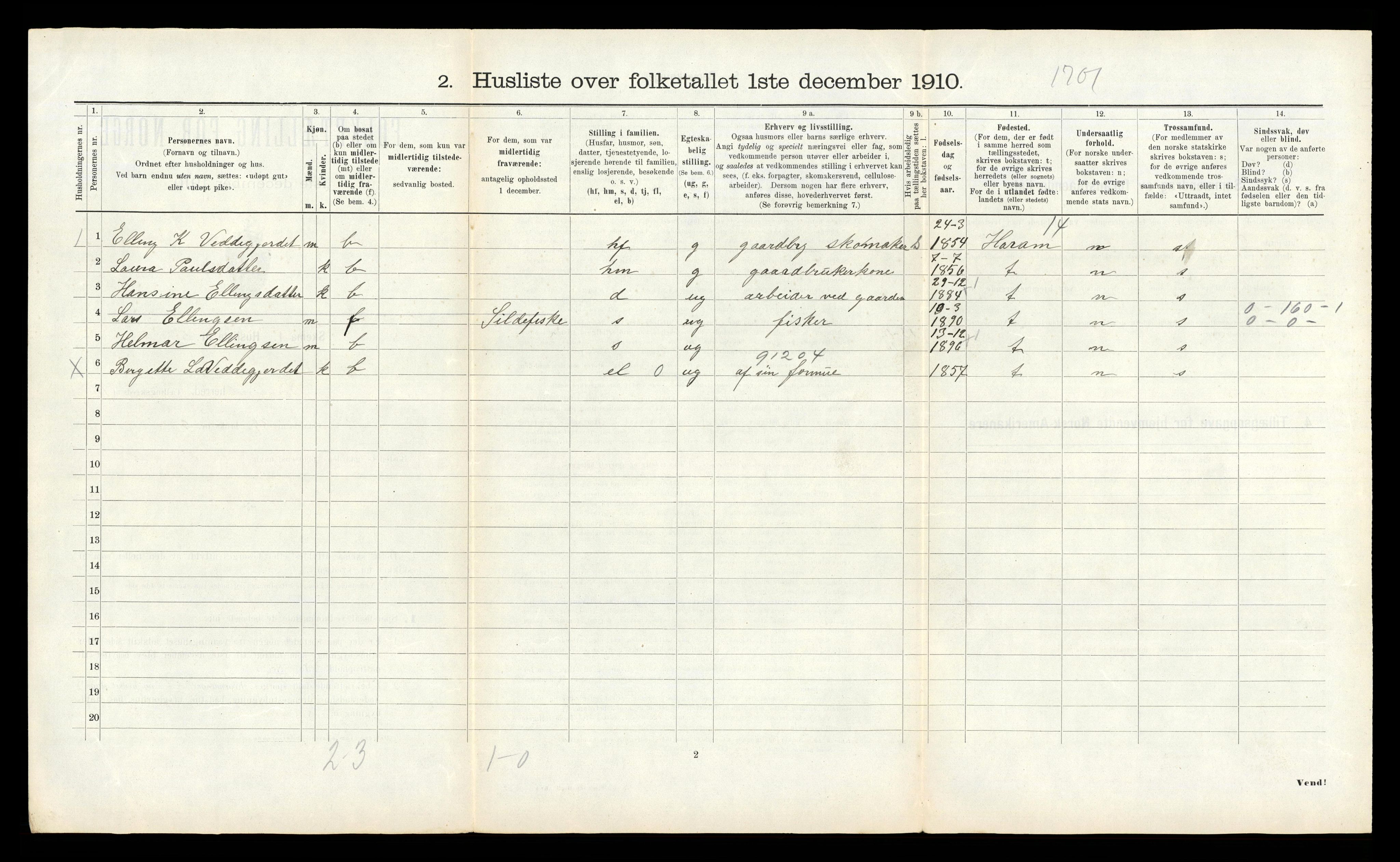 RA, 1910 census for Borgund, 1910, p. 1120