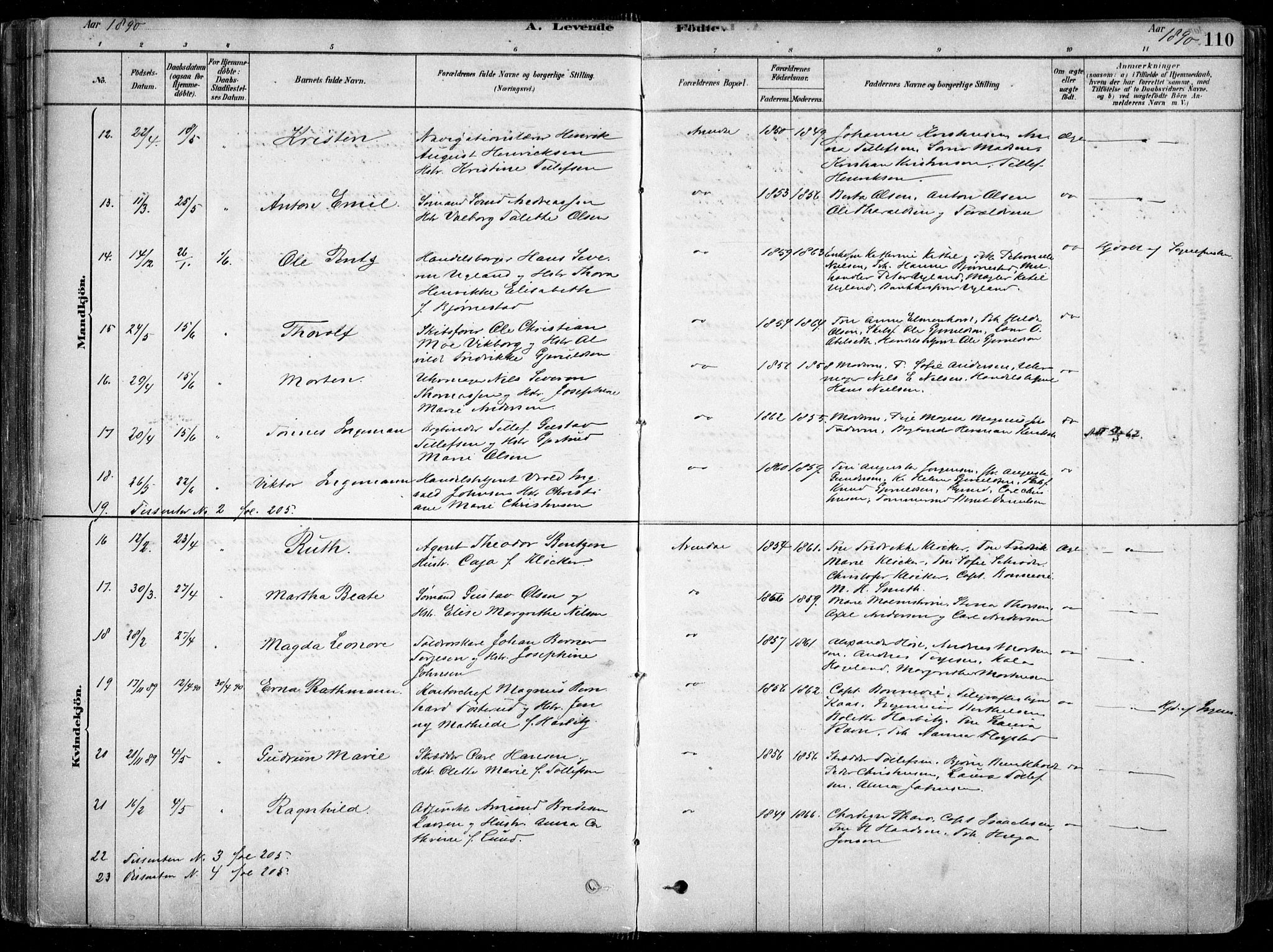 Arendal sokneprestkontor, Trefoldighet, AV/SAK-1111-0040/F/Fa/L0008: Parish register (official) no. A 8, 1878-1899, p. 110