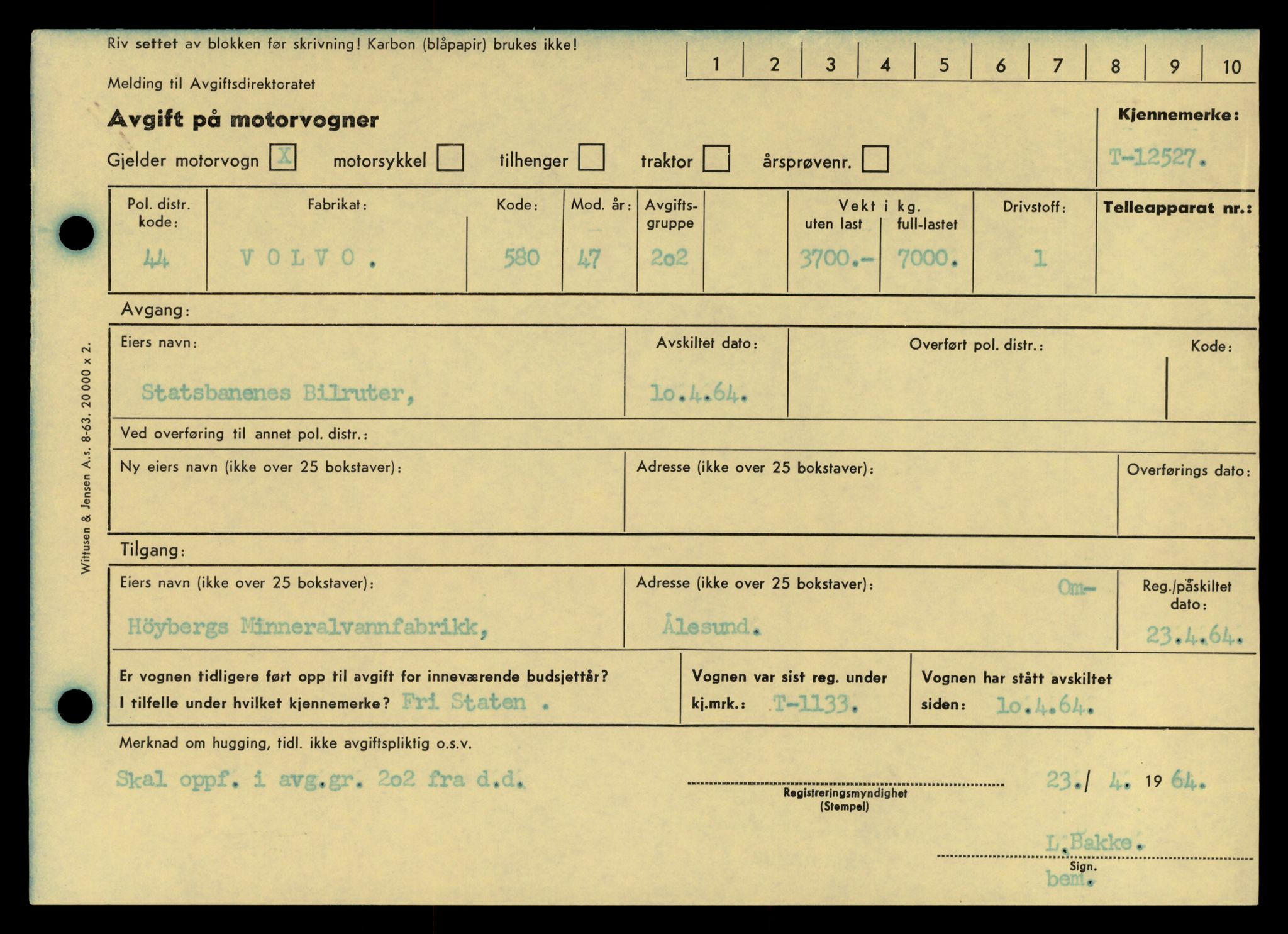 Møre og Romsdal vegkontor - Ålesund trafikkstasjon, AV/SAT-A-4099/F/Fe/L0034: Registreringskort for kjøretøy T 12500 - T 12652, 1927-1998, p. 482