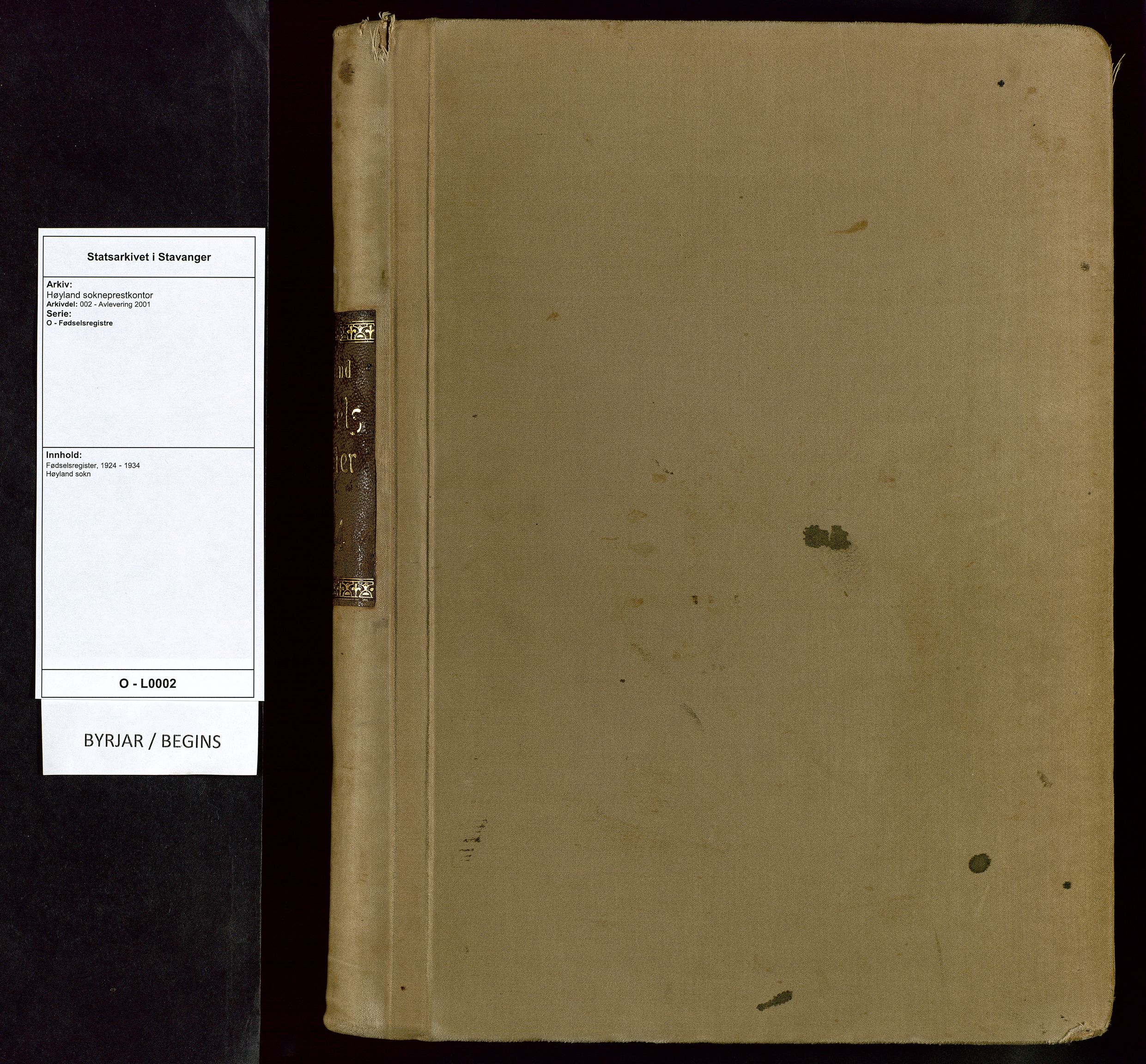 Høyland sokneprestkontor, AV/SAST-A-101799/002/O/L0002: Birth register no. 2, 1924-1934