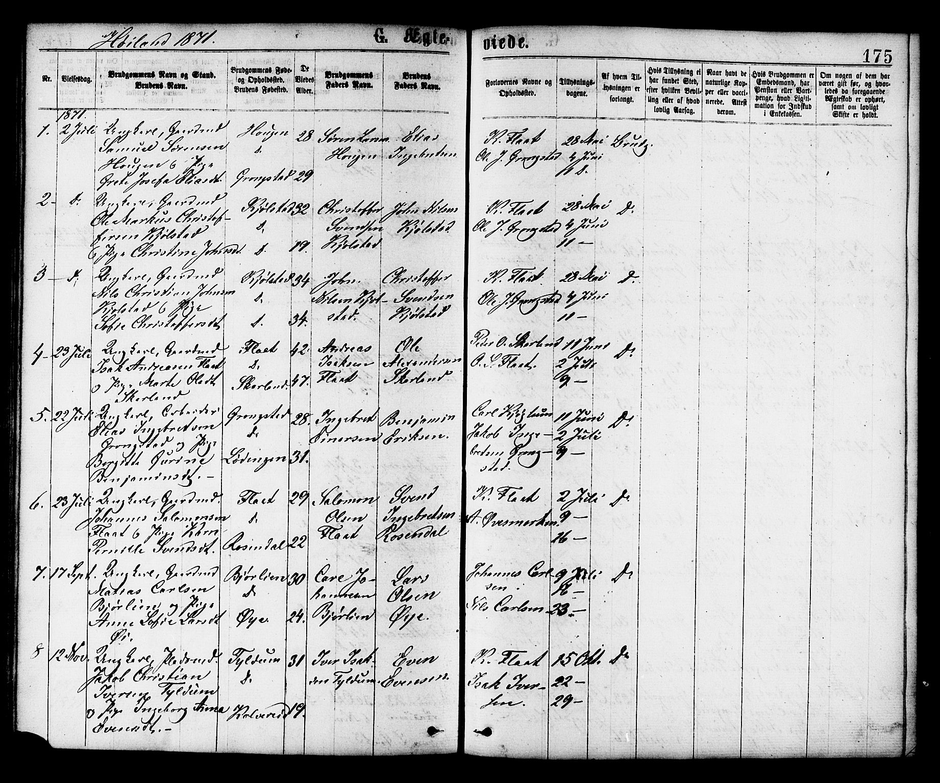 Ministerialprotokoller, klokkerbøker og fødselsregistre - Nord-Trøndelag, AV/SAT-A-1458/758/L0516: Parish register (official) no. 758A03 /2, 1869-1879, p. 175