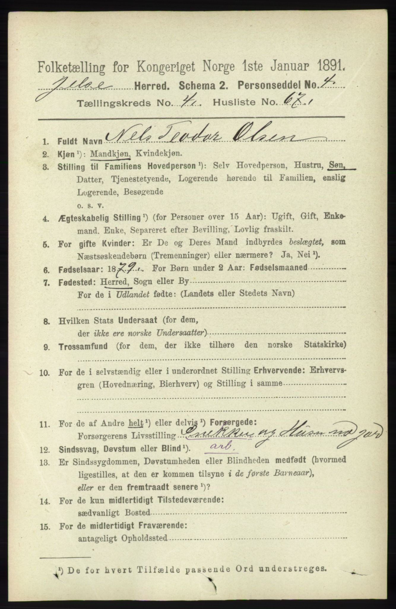 RA, 1891 census for 1138 Jelsa, 1891, p. 1027