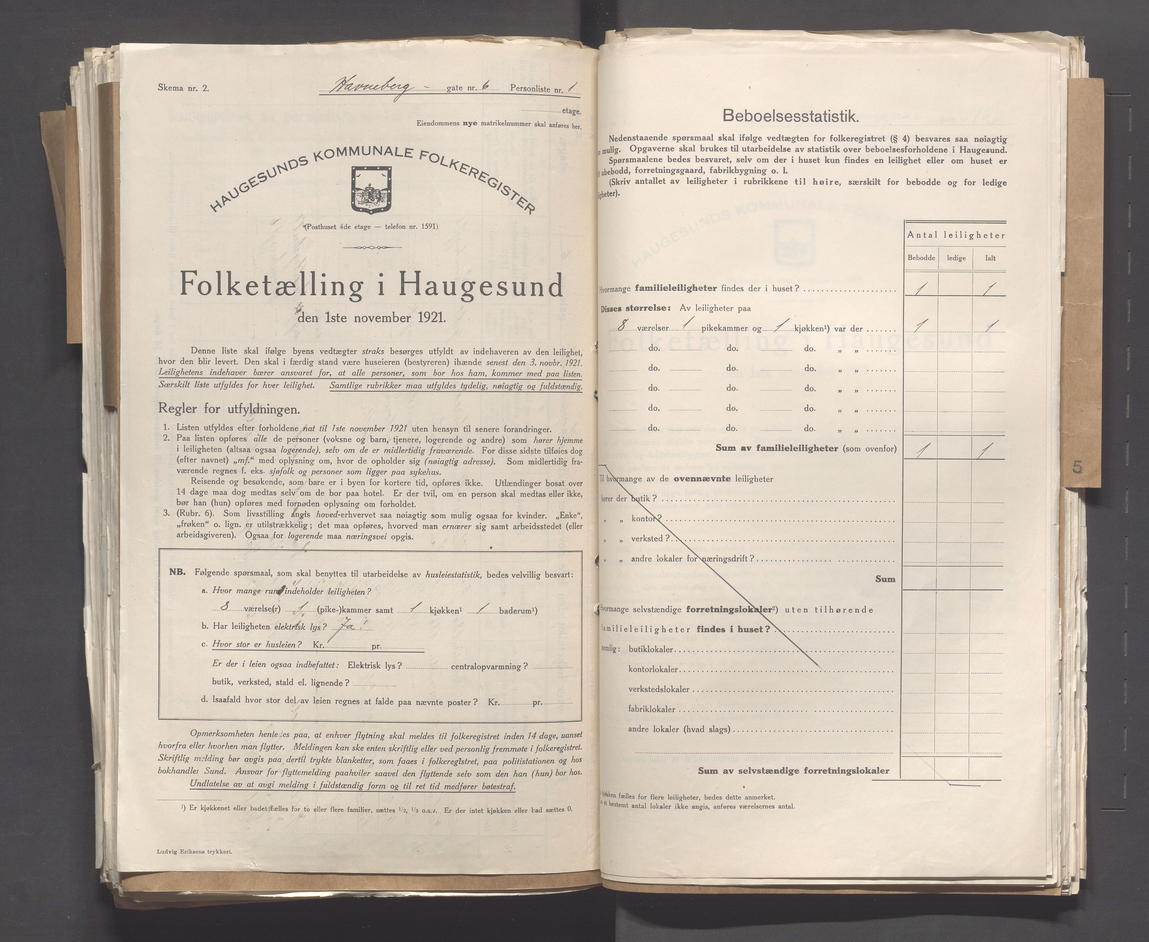 IKAR, Local census 1.11.1921 for Haugesund, 1921, p. 2171