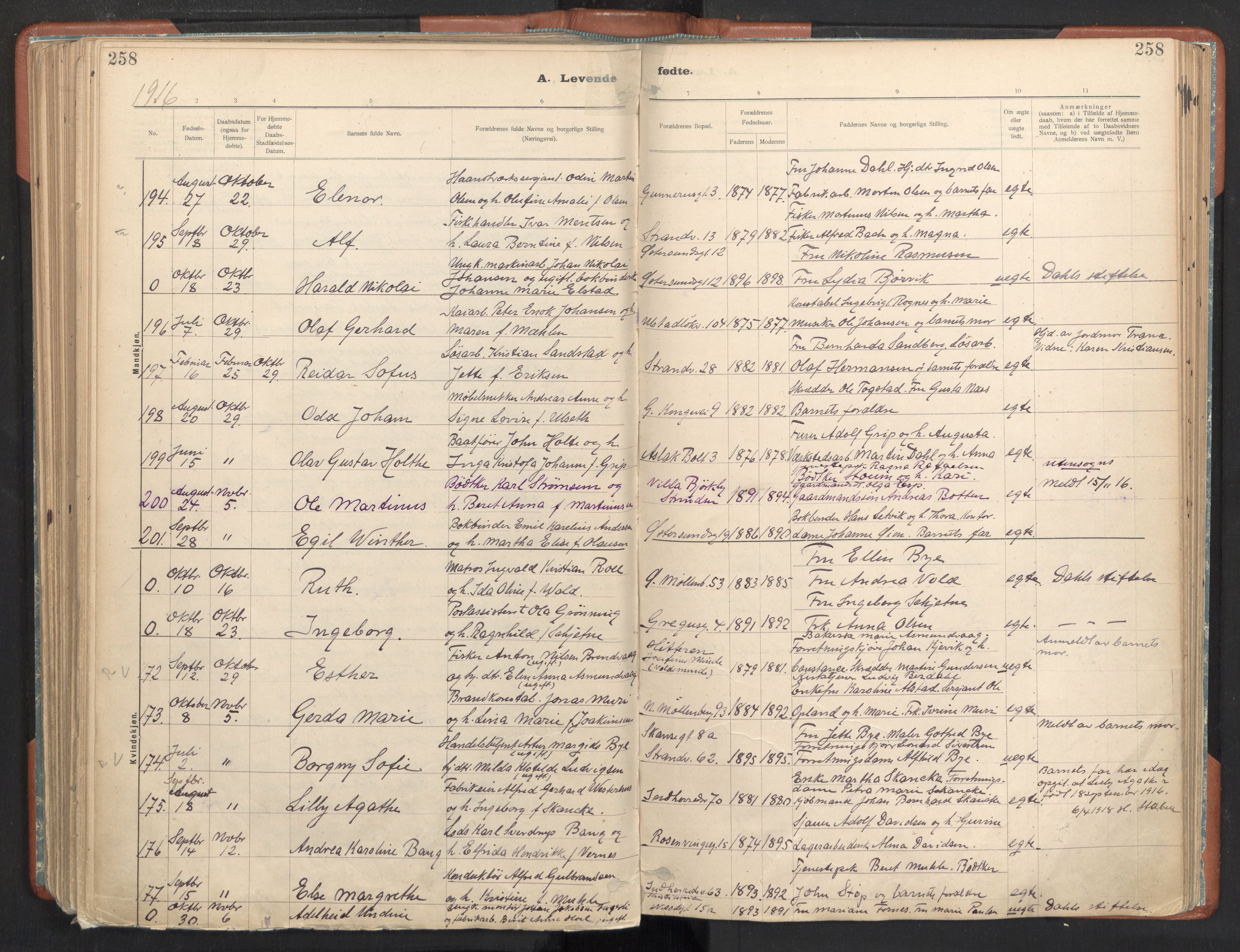 Ministerialprotokoller, klokkerbøker og fødselsregistre - Sør-Trøndelag, SAT/A-1456/605/L0243: Parish register (official) no. 605A05, 1908-1923, p. 258