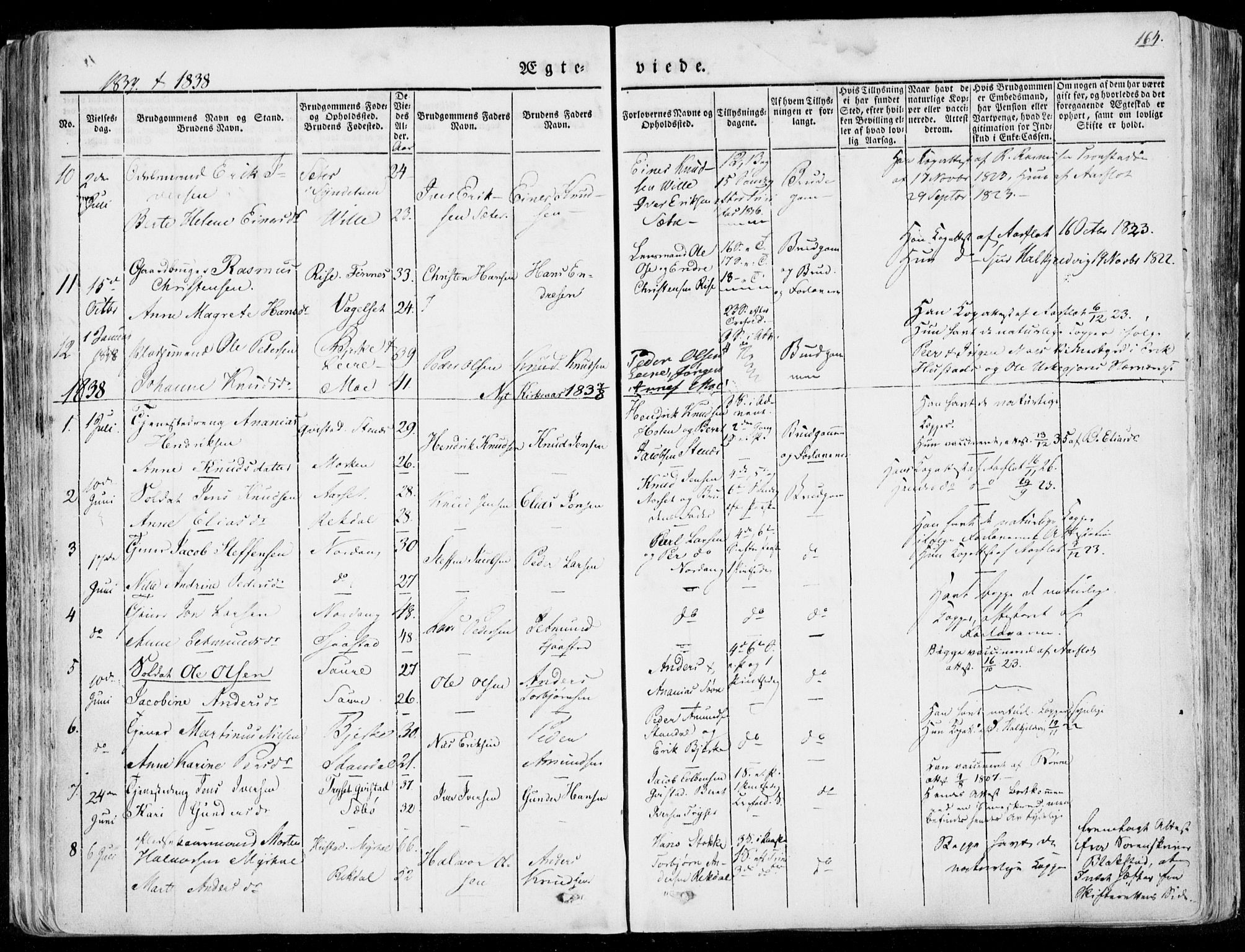 Ministerialprotokoller, klokkerbøker og fødselsregistre - Møre og Romsdal, SAT/A-1454/515/L0208: Parish register (official) no. 515A04, 1830-1846, p. 164