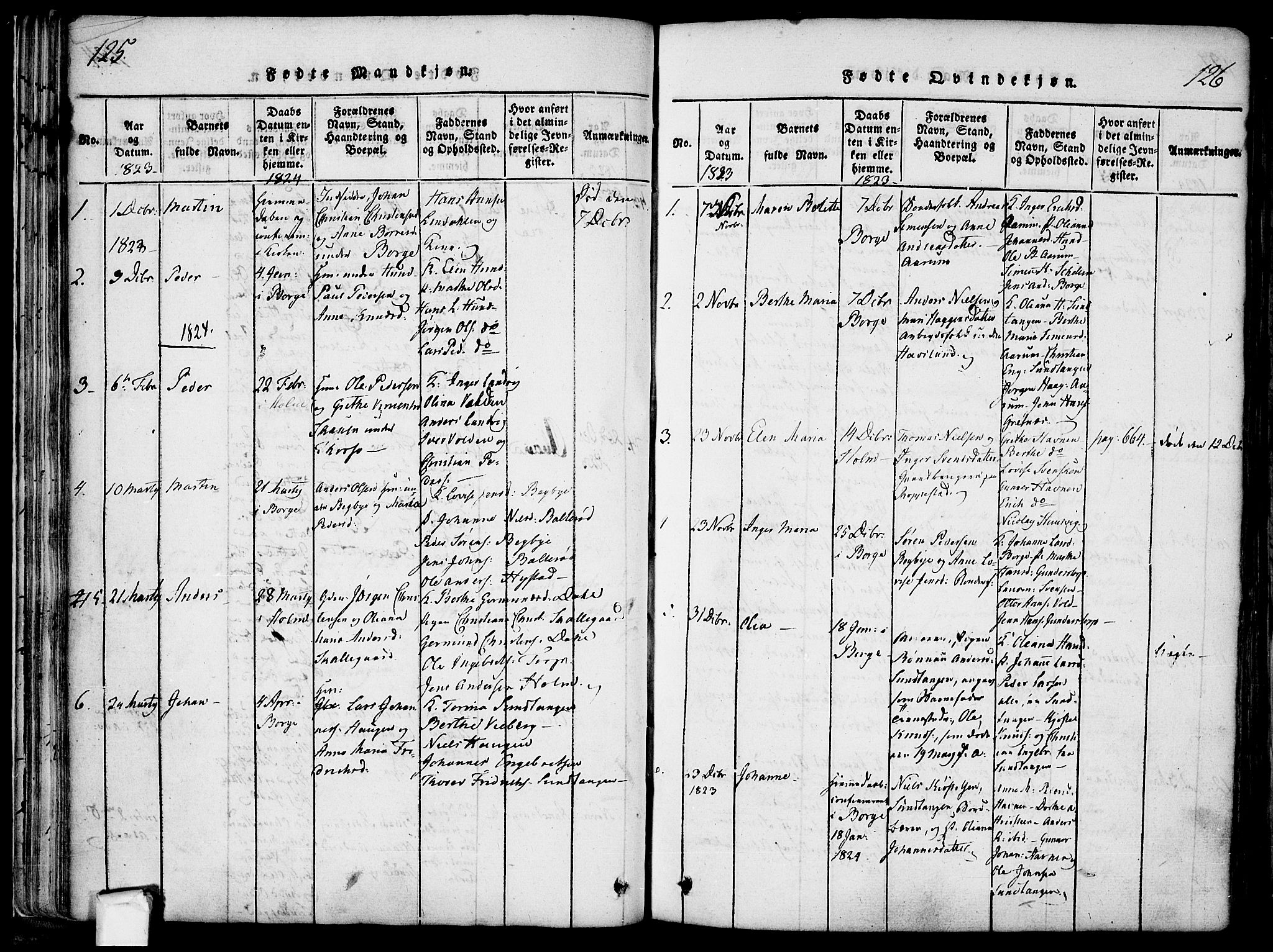 Borge prestekontor Kirkebøker, SAO/A-10903/F/Fa/L0003: Parish register (official) no. I 3, 1815-1836, p. 125-126