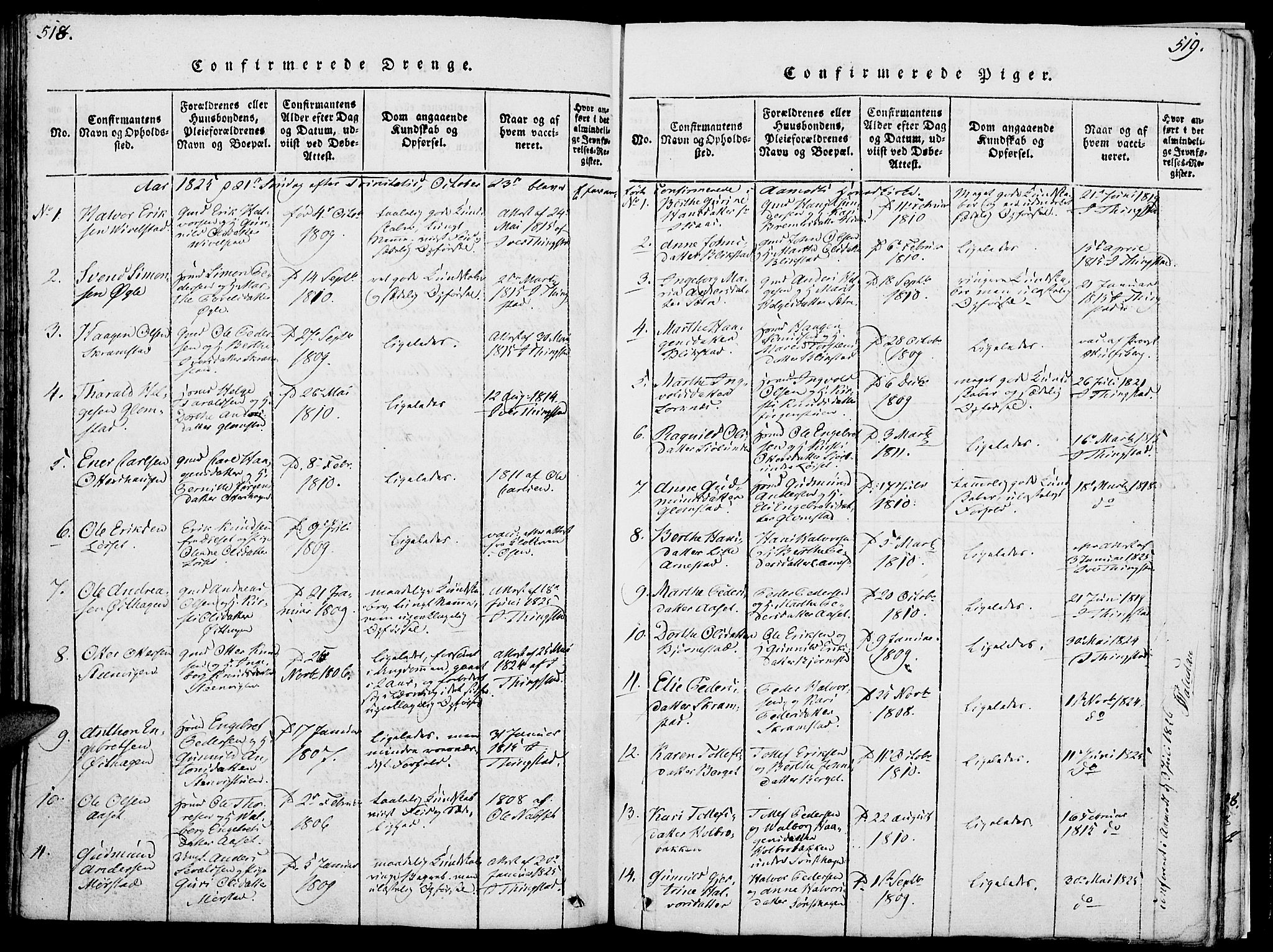 Åmot prestekontor, Hedmark, SAH/PREST-056/H/Ha/Hab/L0001: Parish register (copy) no. 1, 1815-1847, p. 518-519
