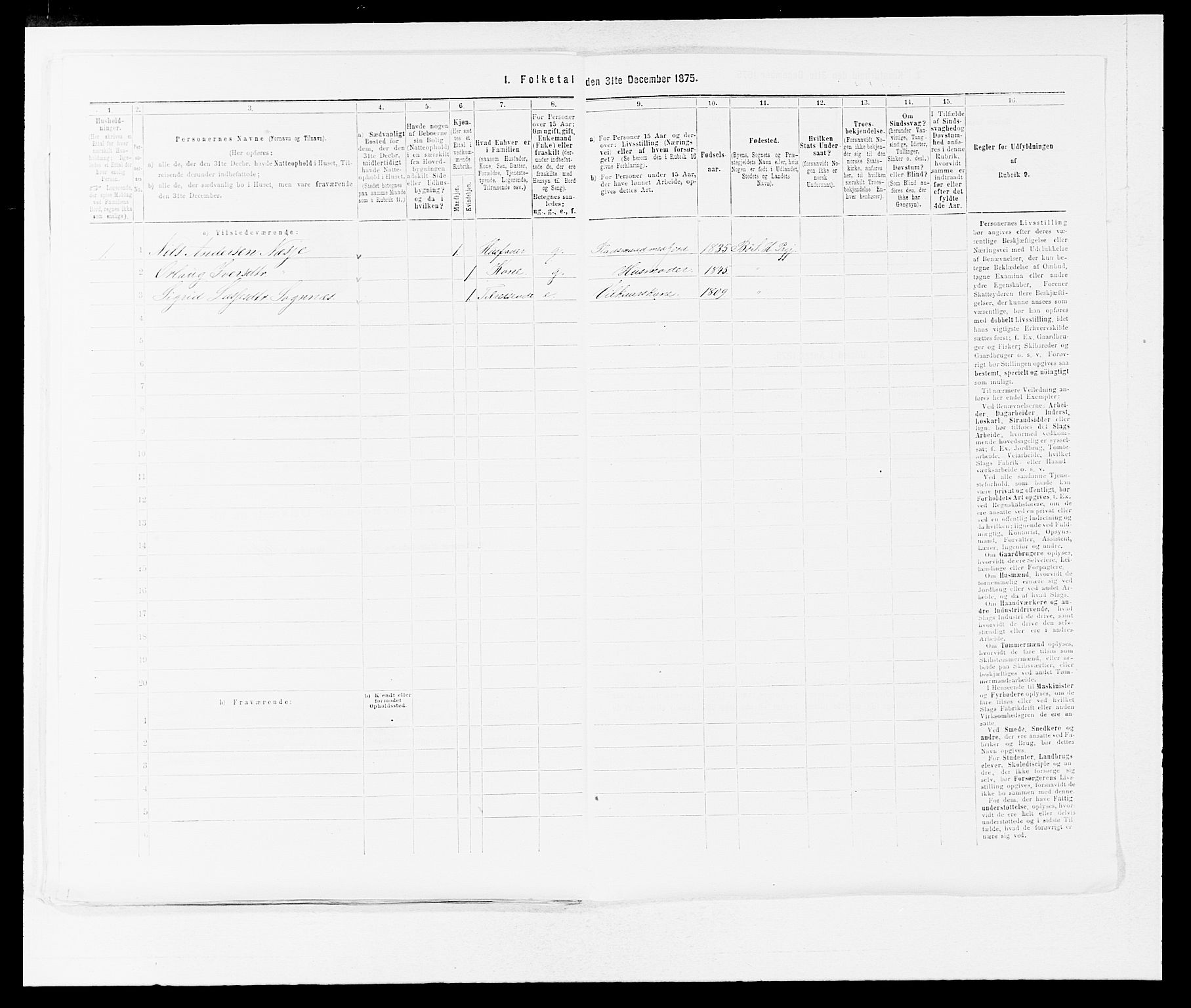 SAB, 1875 census for 1413P Hyllestad, 1875, p. 595