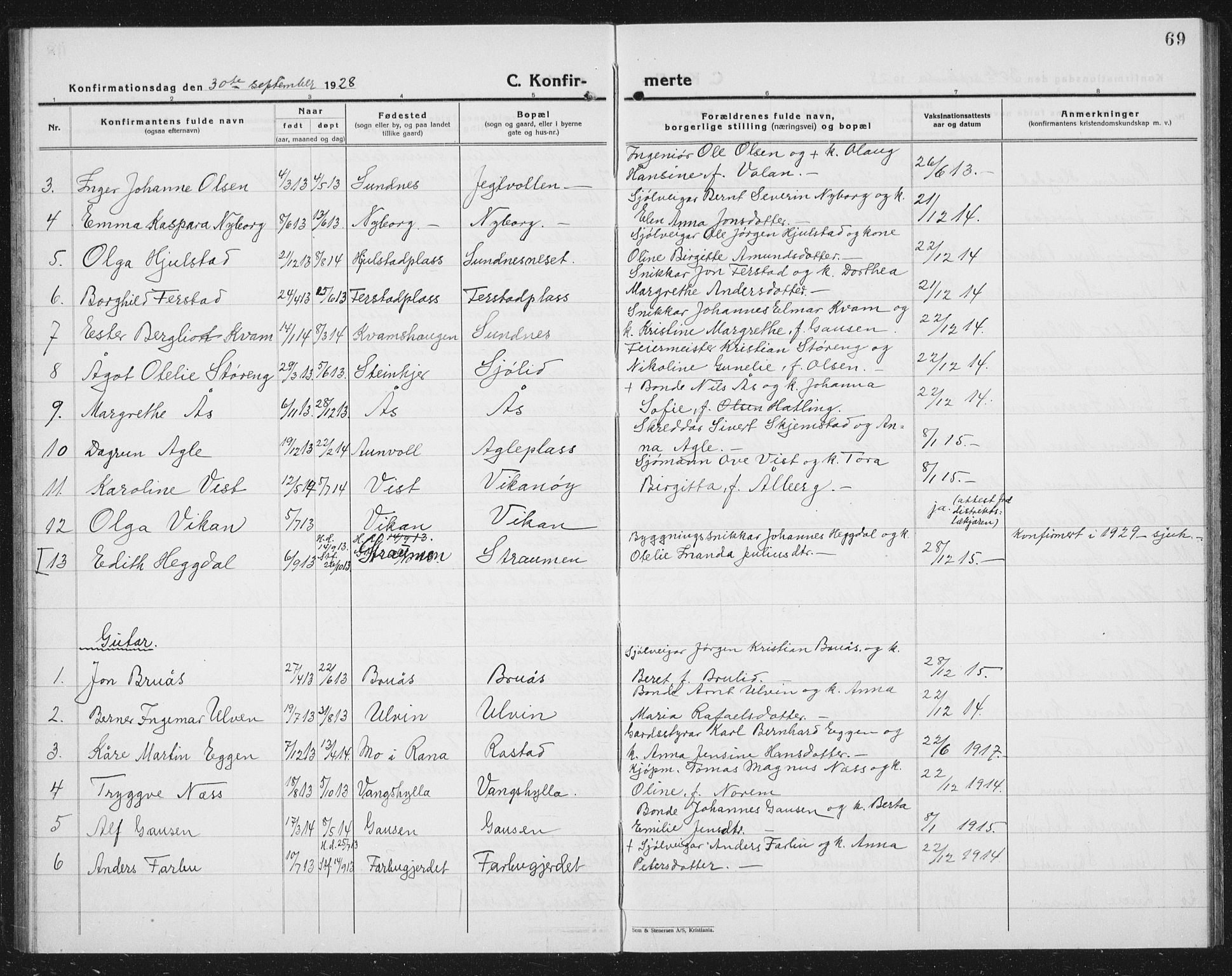 Ministerialprotokoller, klokkerbøker og fødselsregistre - Nord-Trøndelag, AV/SAT-A-1458/730/L0303: Parish register (copy) no. 730C06, 1924-1933, p. 69