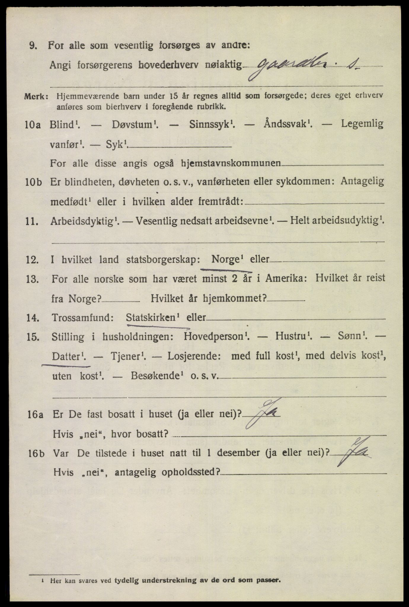 SAK, 1920 census for Lista, 1920, p. 3902