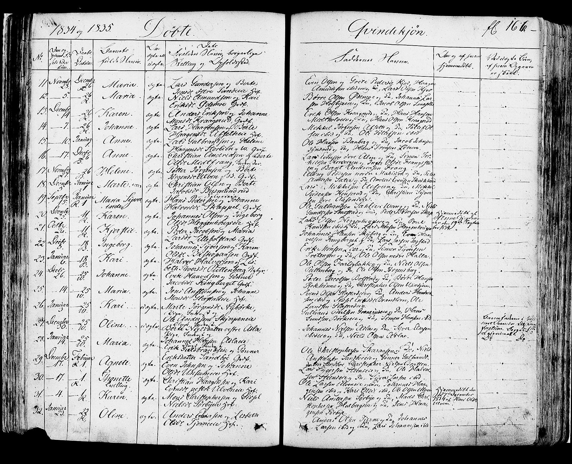 Ringsaker prestekontor, SAH/PREST-014/K/Ka/L0007: Parish register (official) no. 7A, 1826-1837, p. 166