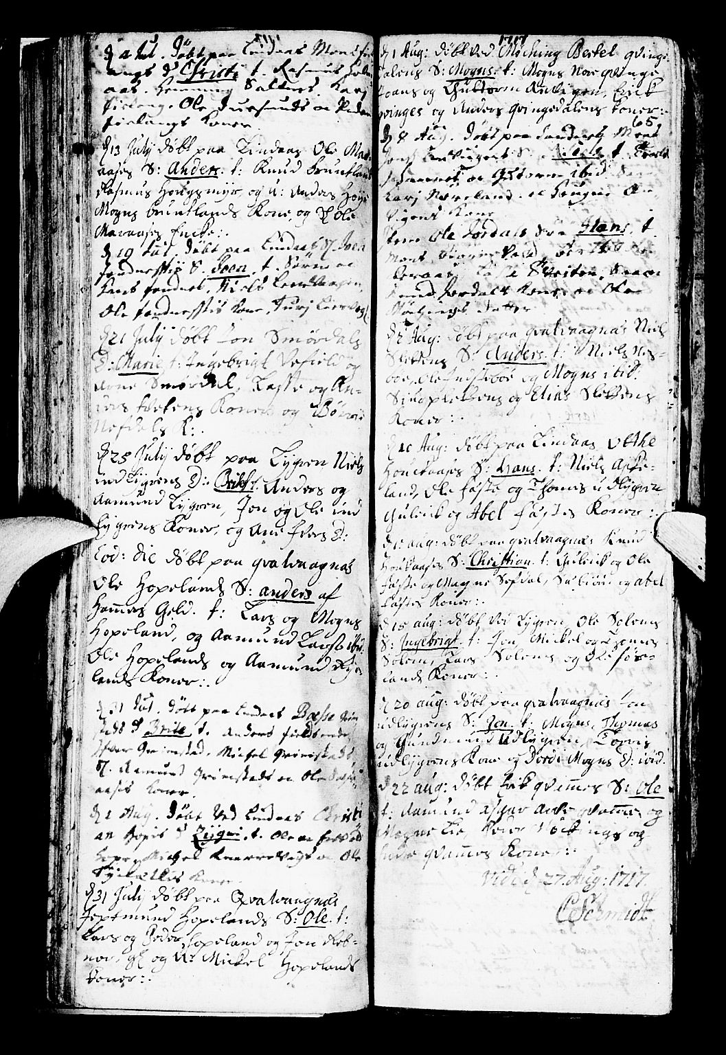 Lindås Sokneprestembete, SAB/A-76701/H/Haa: Parish register (official) no. A 1, 1699-1746, p. 65