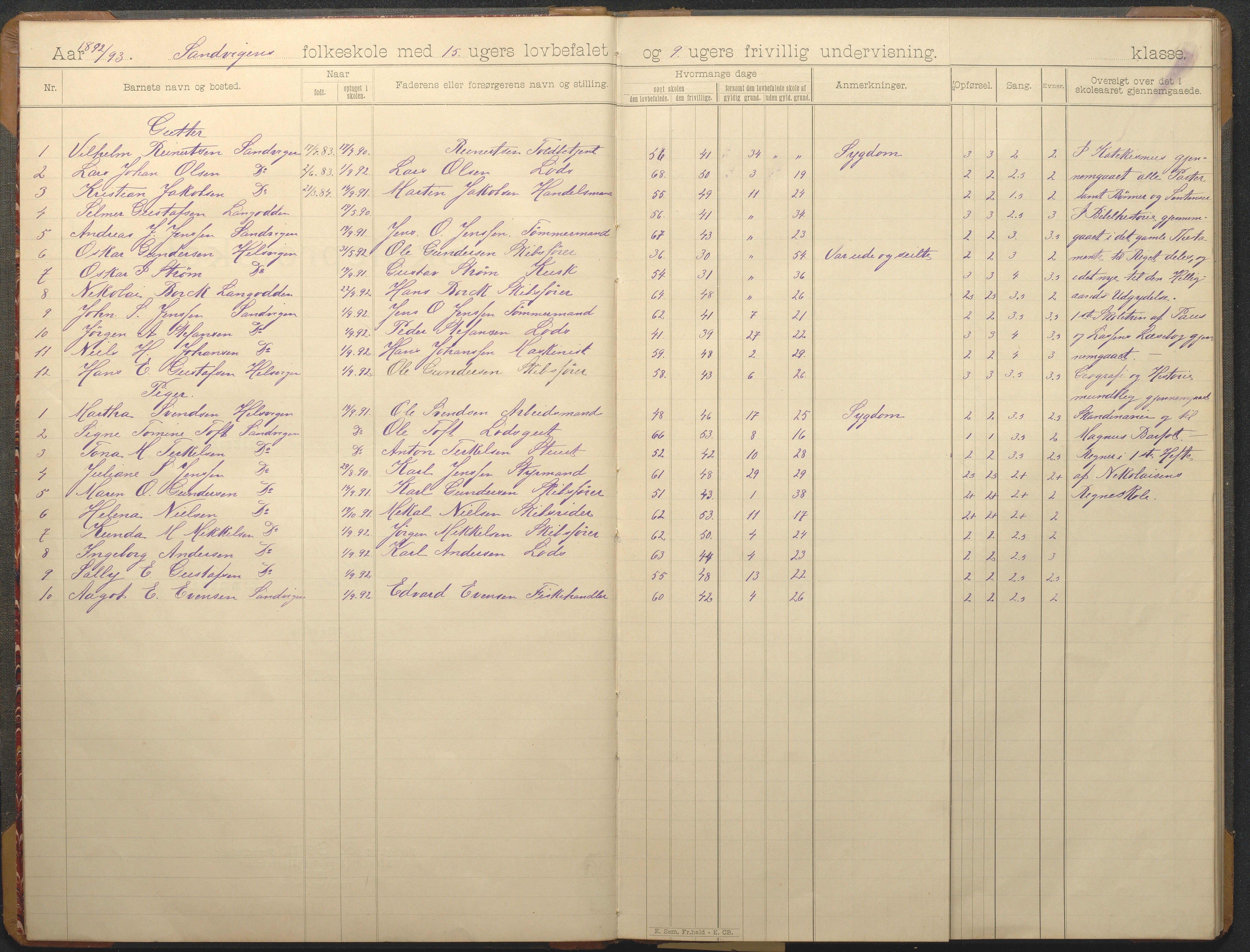 Hisøy kommune frem til 1991, AAKS/KA0922-PK/33/L0007: Skoleprotokoll, 1893-1925