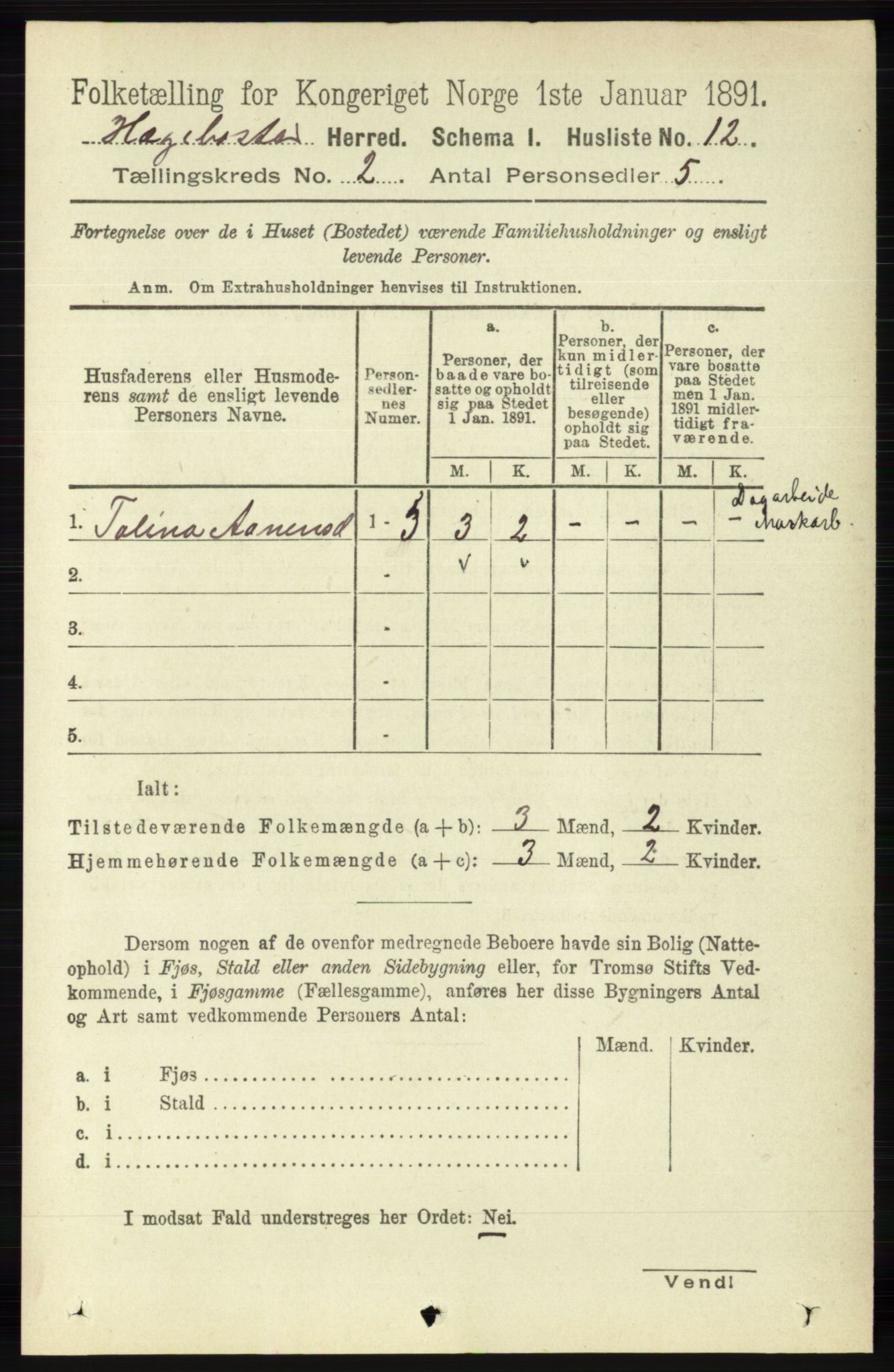 RA, 1891 census for 1034 Hægebostad, 1891, p. 447