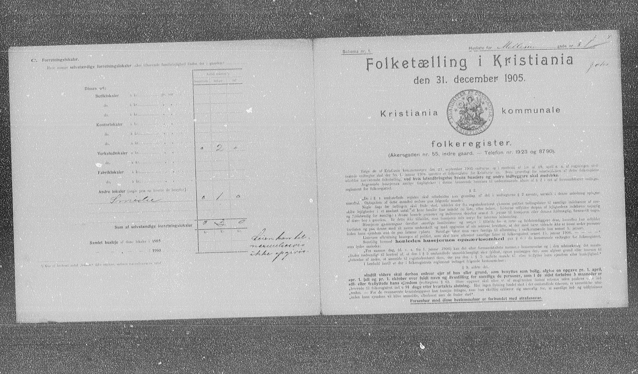 OBA, Municipal Census 1905 for Kristiania, 1905, p. 34180