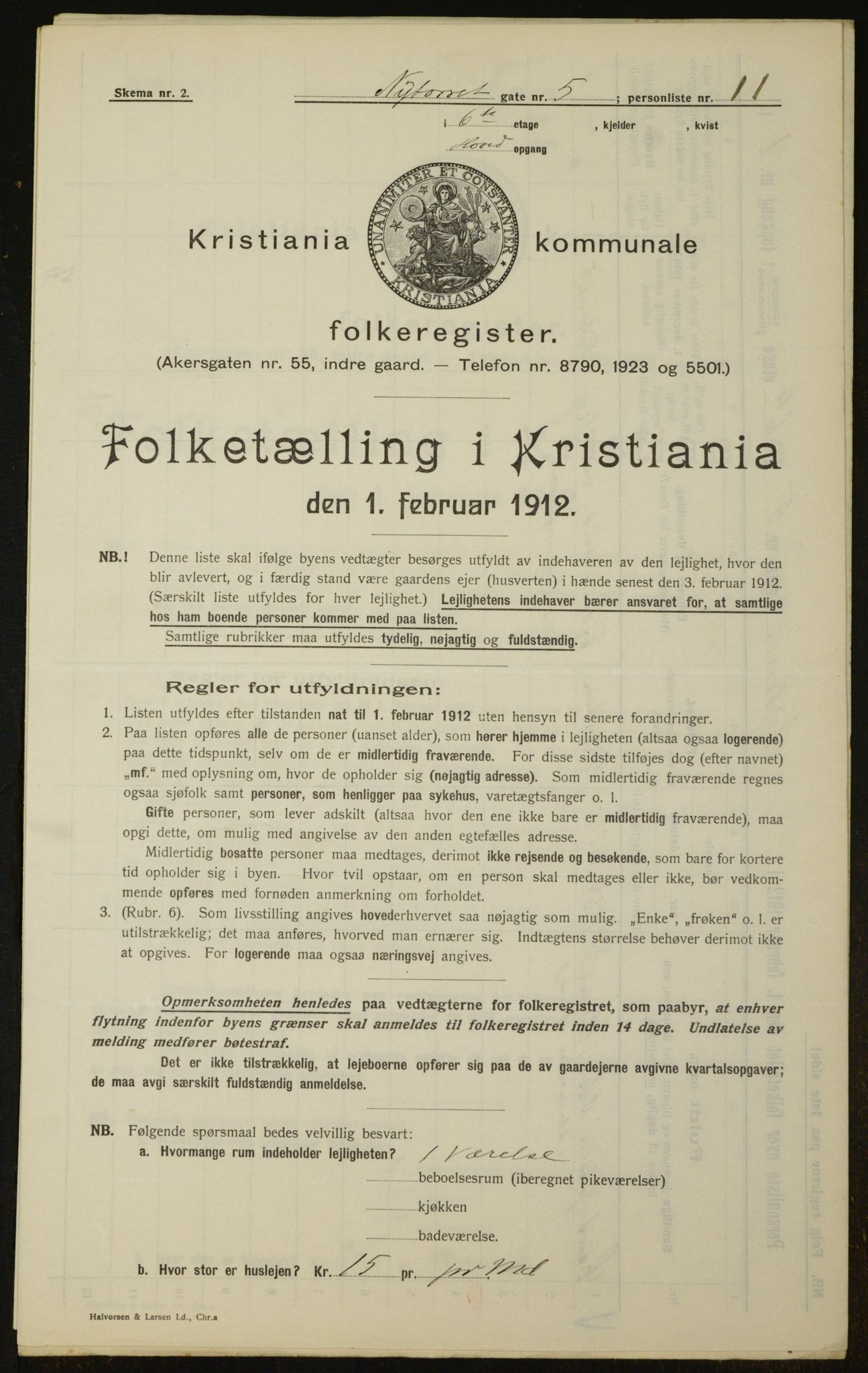 OBA, Municipal Census 1912 for Kristiania, 1912, p. 74815