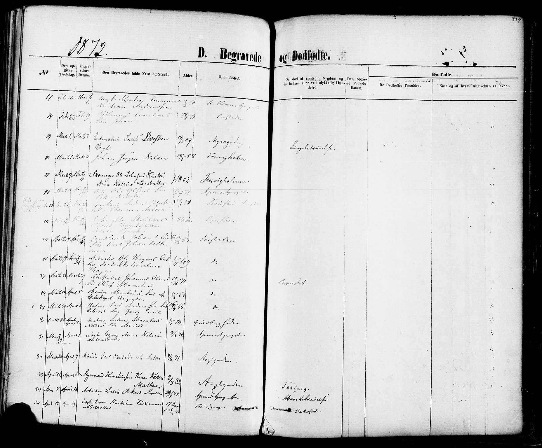 Fredrikstad domkirkes prestekontor Kirkebøker, AV/SAO-A-10906/F/Fa/L0001: Parish register (official) no. 1, 1871-1878, p. 324