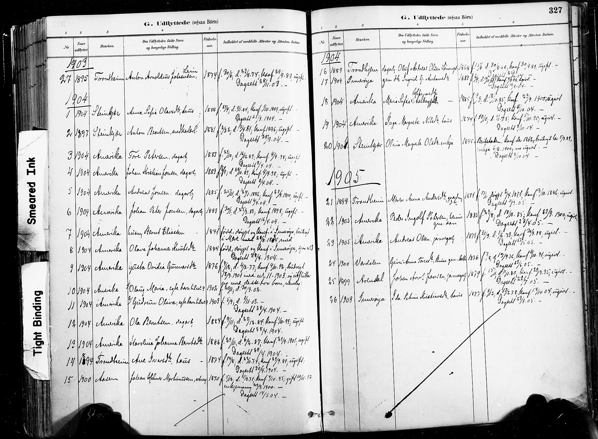 Ministerialprotokoller, klokkerbøker og fødselsregistre - Nord-Trøndelag, SAT/A-1458/735/L0351: Parish register (official) no. 735A10, 1884-1908, p. 327
