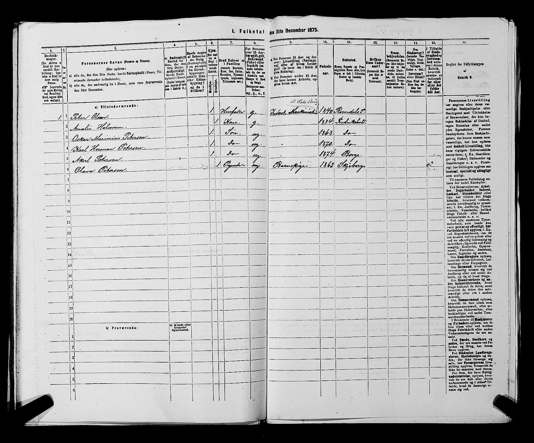 RA, 1875 census for 0113P Borge, 1875, p. 441