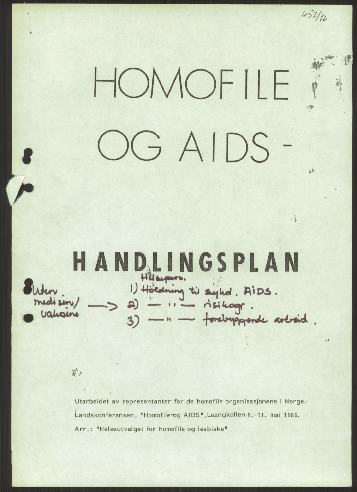 Det Norske Forbundet av 1948/Landsforeningen for Lesbisk og Homofil Frigjøring, AV/RA-PA-1216/D/Db/L0001: Aids, 1983-1987, p. 3