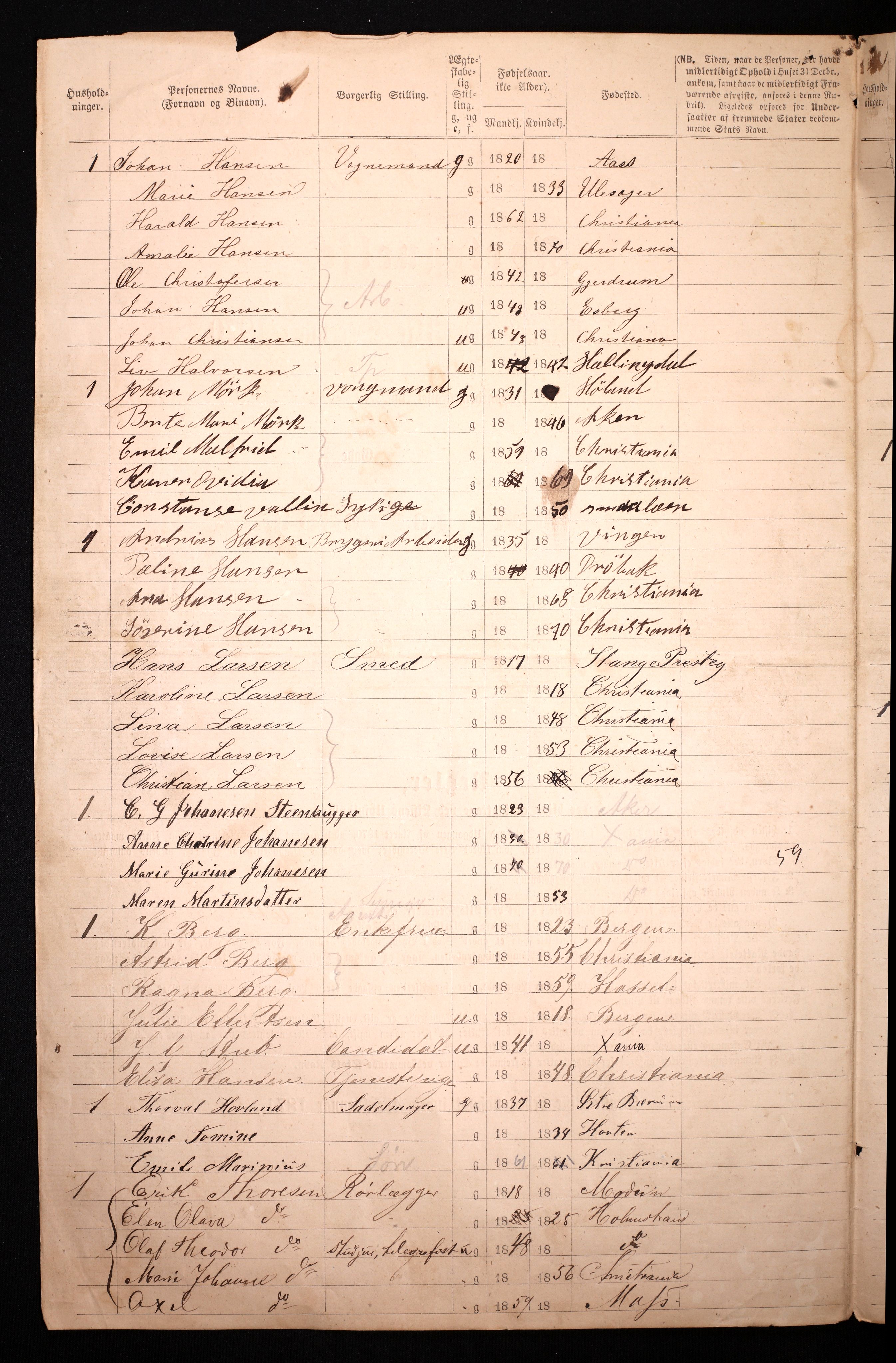 RA, 1870 census for 0301 Kristiania, 1870, p. 4464