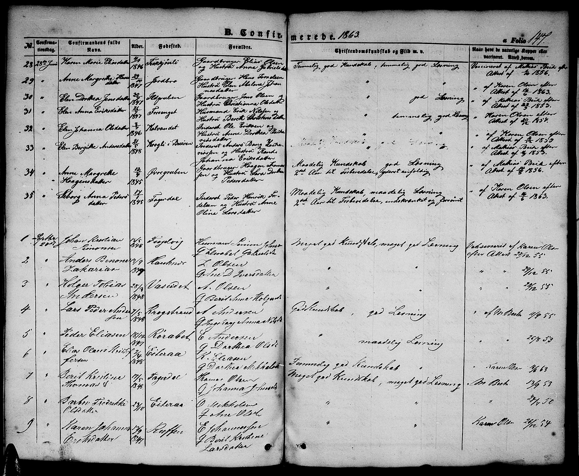 Ministerialprotokoller, klokkerbøker og fødselsregistre - Nordland, AV/SAT-A-1459/827/L0414: Parish register (copy) no. 827C03, 1853-1865, p. 147