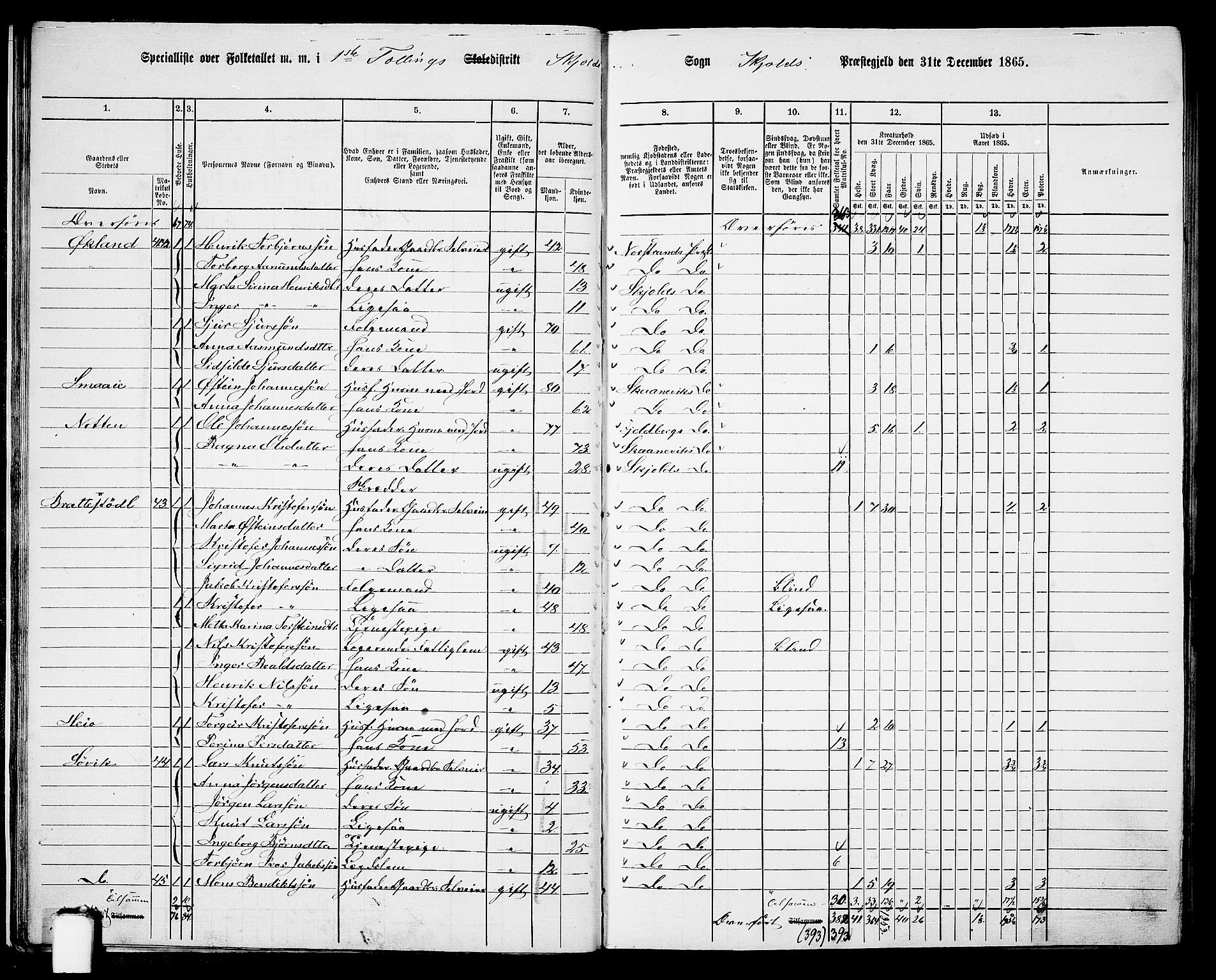 RA, 1865 census for Skjold, 1865, p. 26