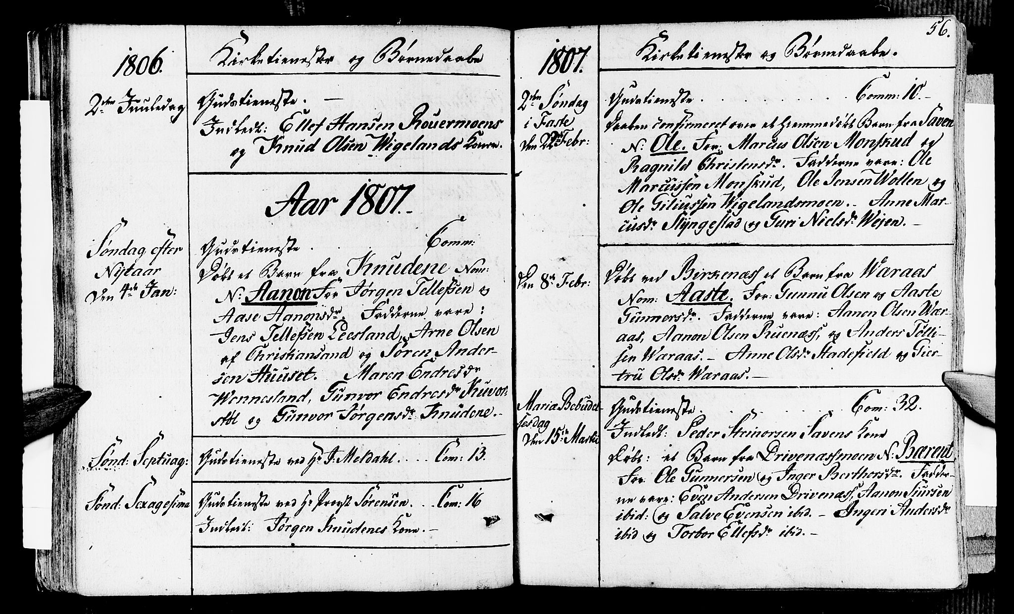 Vennesla sokneprestkontor, AV/SAK-1111-0045/Fa/Fab/L0002: Parish register (official) no. A 2, 1794-1834, p. 56