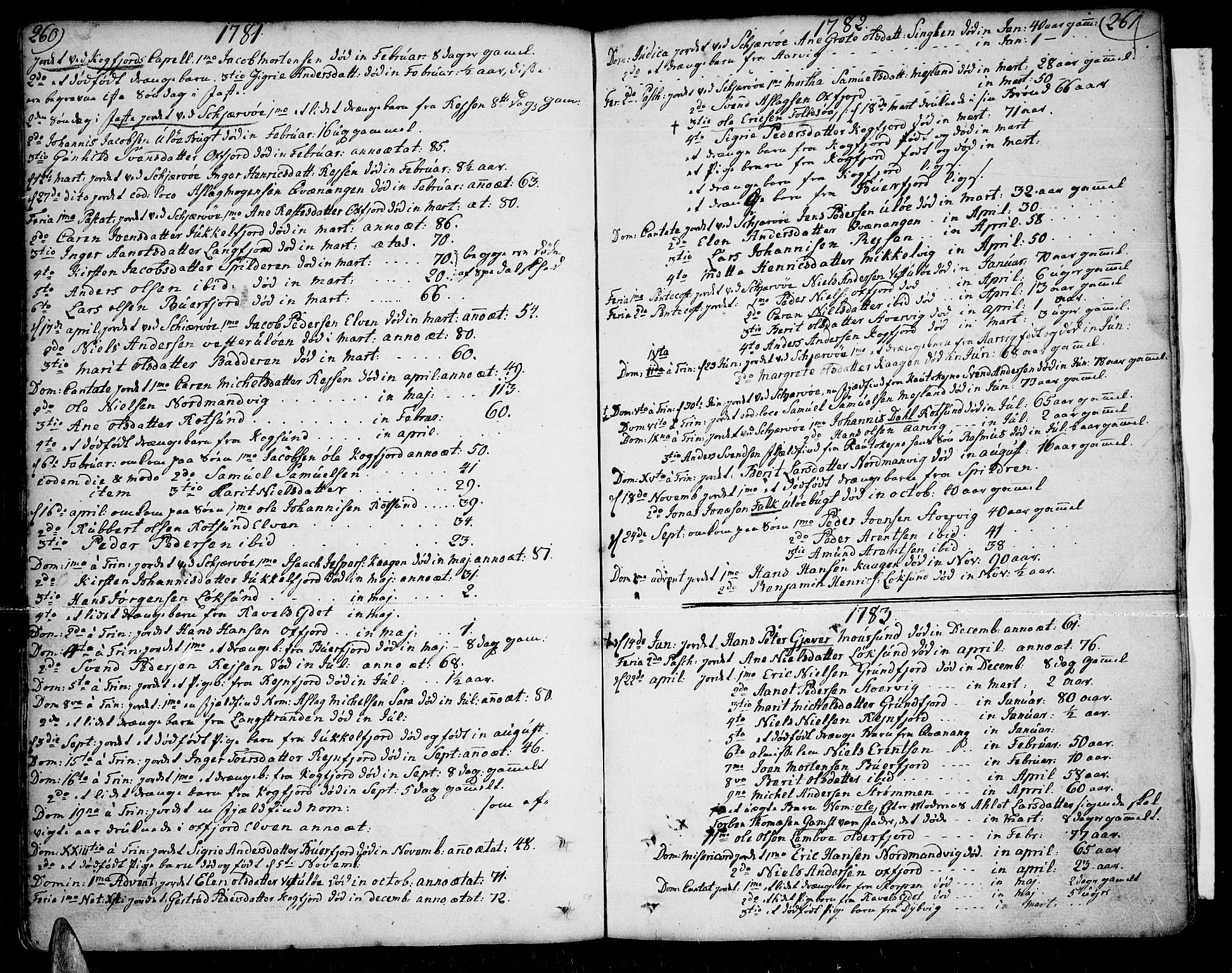 Skjervøy sokneprestkontor, AV/SATØ-S-1300/H/Ha/Haa/L0002kirke: Parish register (official) no. 2, 1781-1817, p. 260-261