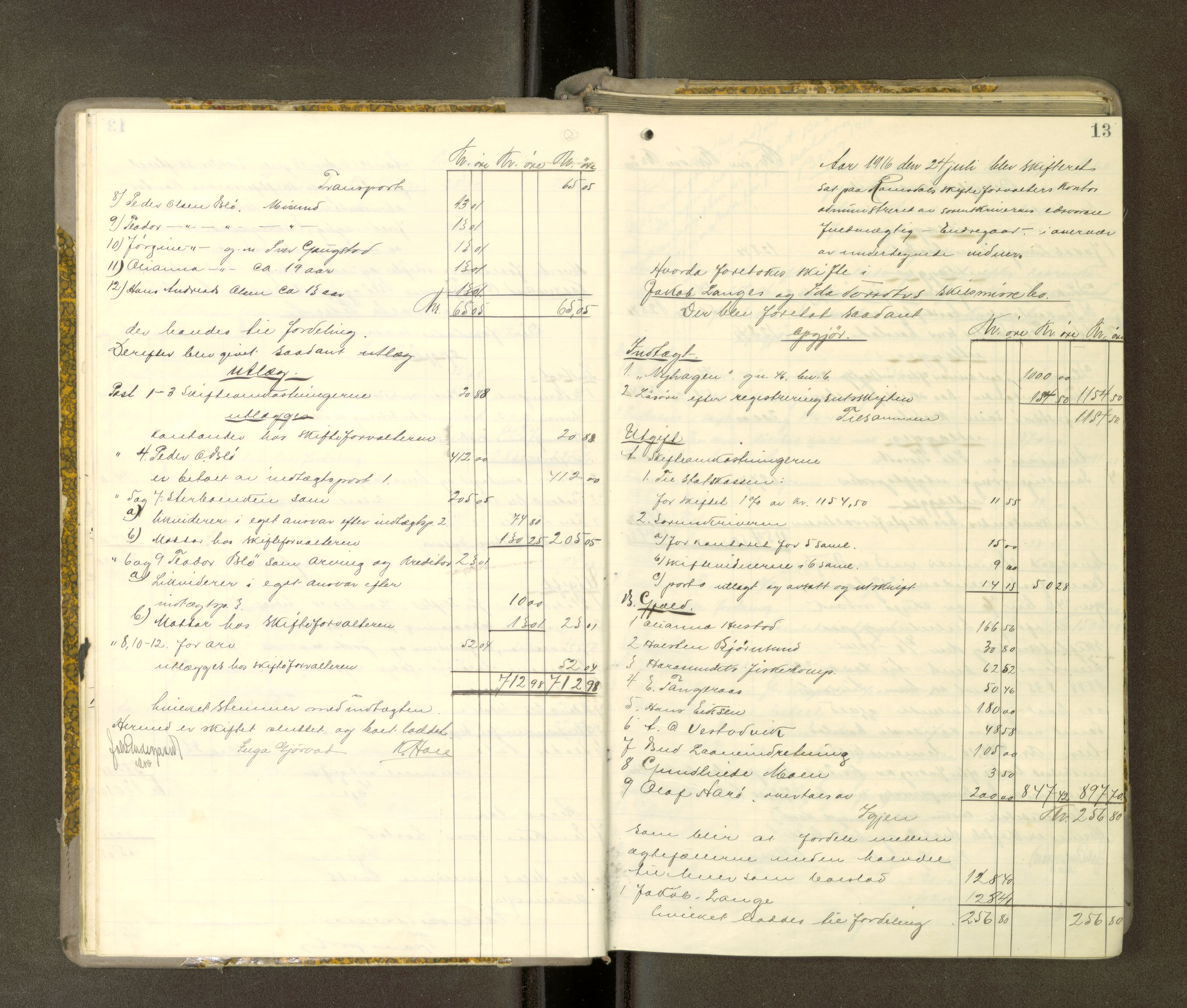 Romsdal sorenskriveri, AV/SAT-A-4149/1/3/3A/L0021: Skifteutlodnings Protokoll 7, 1916-1920, p. 12b-13a