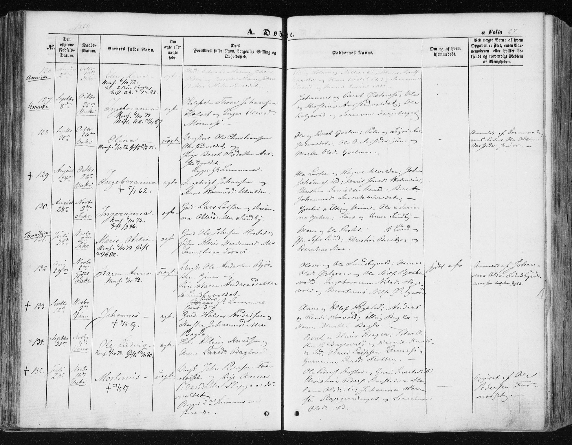 Ministerialprotokoller, klokkerbøker og fødselsregistre - Nord-Trøndelag, AV/SAT-A-1458/723/L0240: Parish register (official) no. 723A09, 1852-1860, p. 67