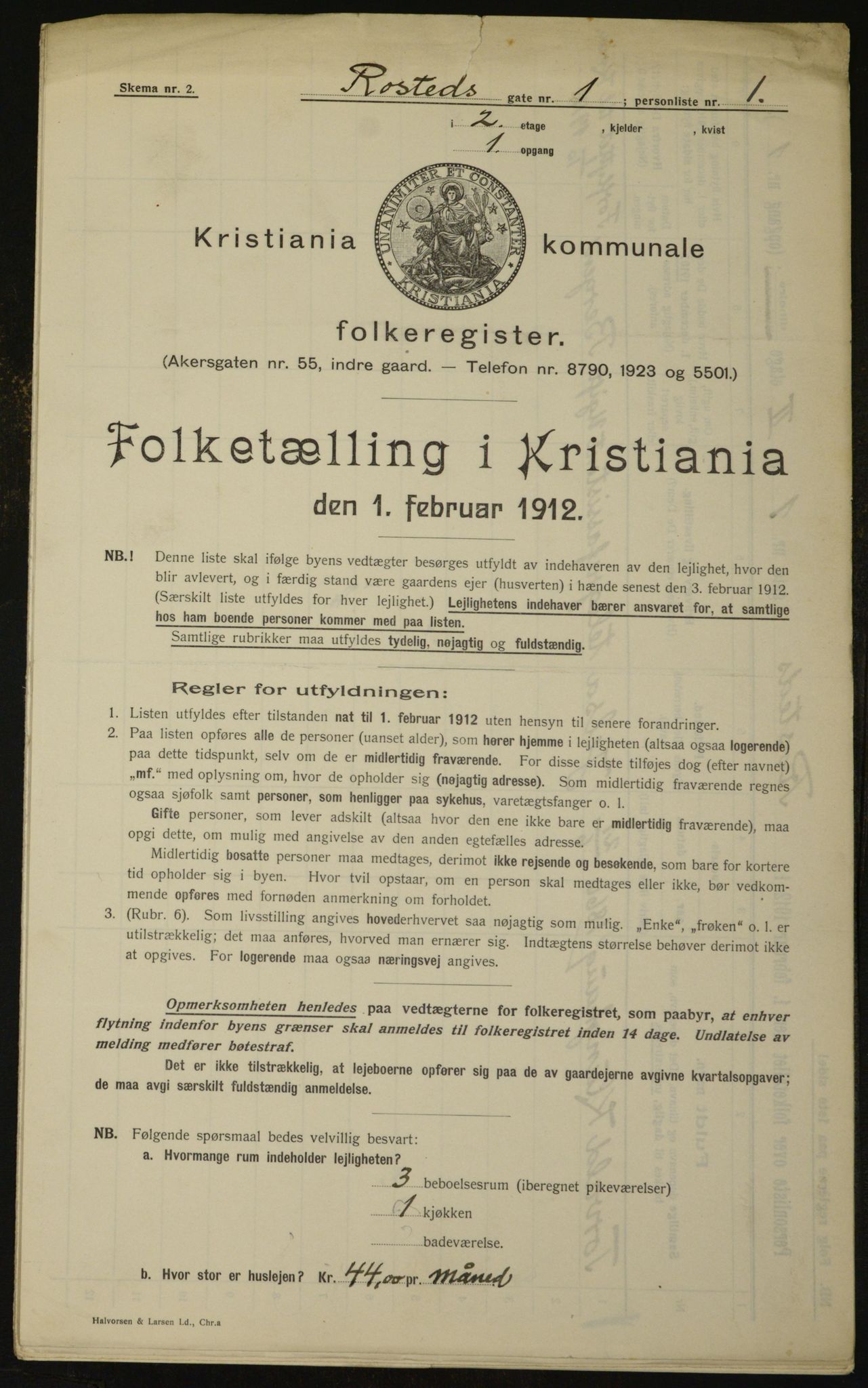 OBA, Municipal Census 1912 for Kristiania, 1912, p. 84254