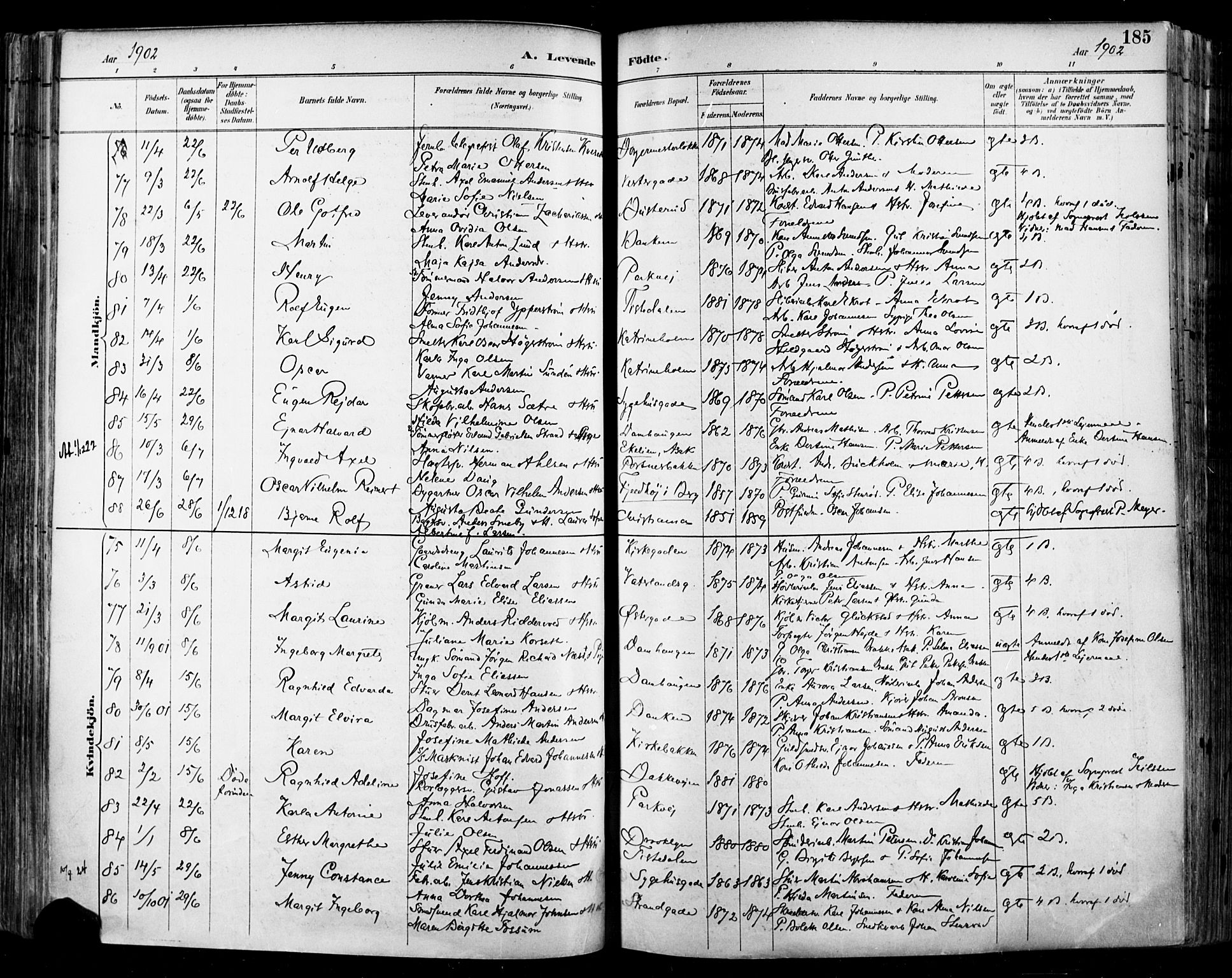 Halden prestekontor Kirkebøker, SAO/A-10909/F/Fa/L0013: Parish register (official) no. I 13, 1890-1906, p. 185