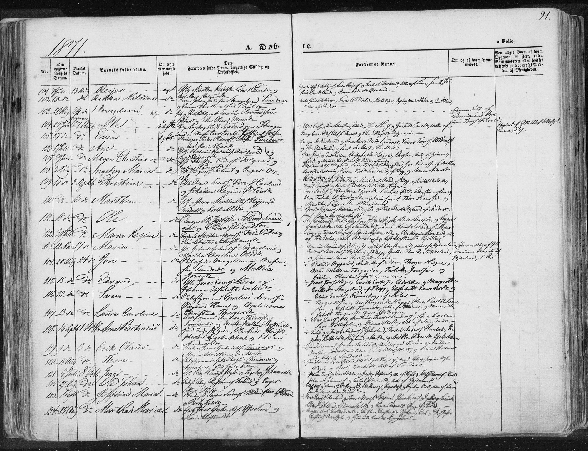 Høyland sokneprestkontor, AV/SAST-A-101799/001/30BA/L0010: Parish register (official) no. A 9.1, 1857-1877, p. 91