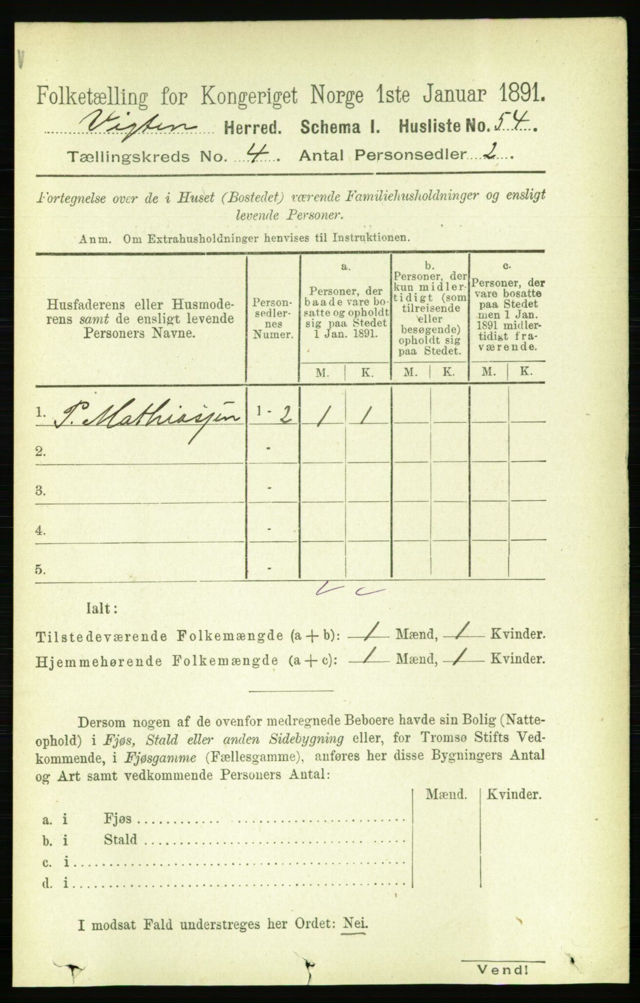 RA, 1891 census for 1750 Vikna, 1891, p. 2297