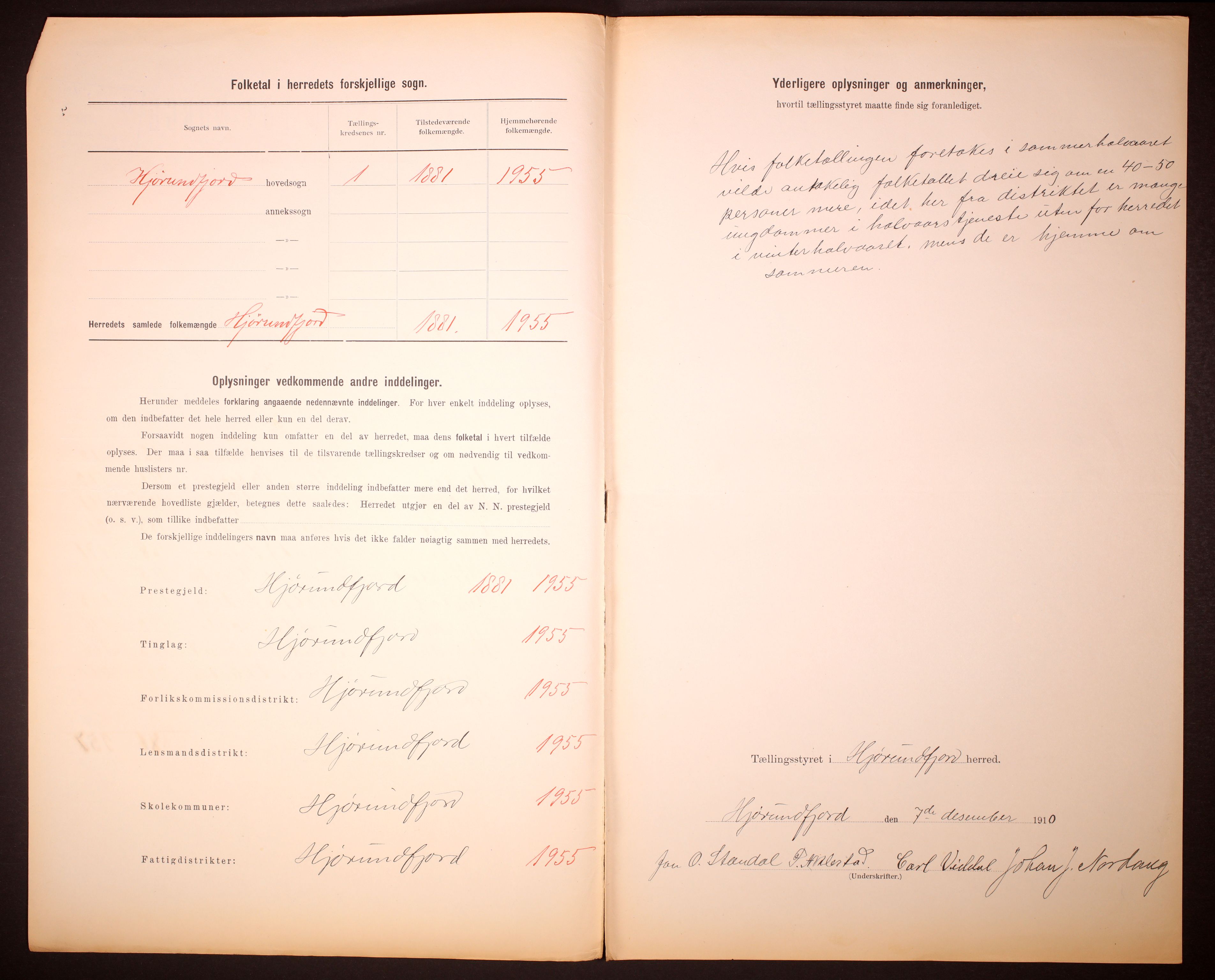 RA, 1910 census for Hjørundfjord, 1910, p. 3